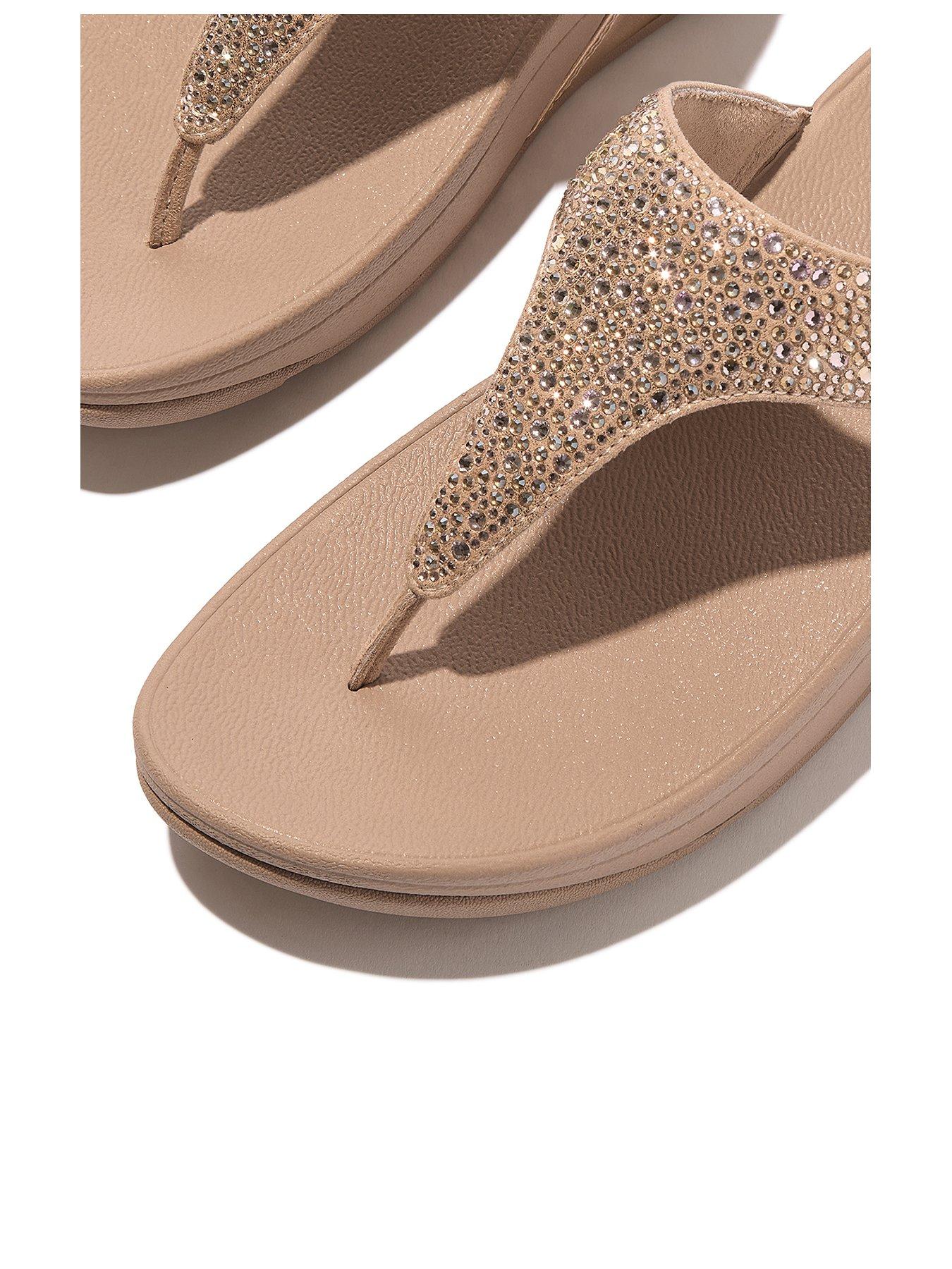 Image 3 of 5 of FitFlop Lulu Crystal Mix Toe-post Sandal - Metallic Classic Beige