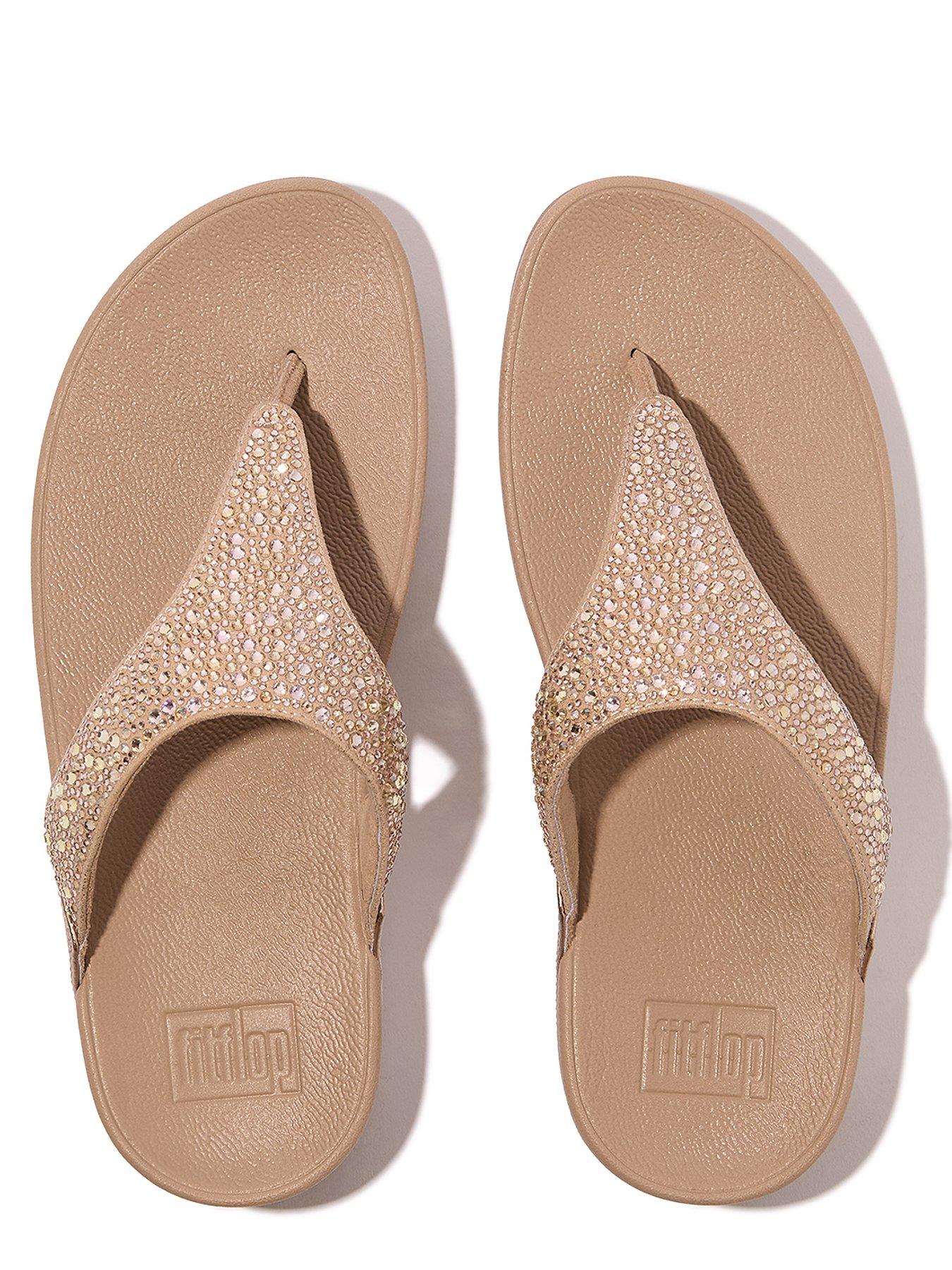 Image 4 of 5 of FitFlop Lulu Crystal Mix Toe-post Sandal - Metallic Classic Beige