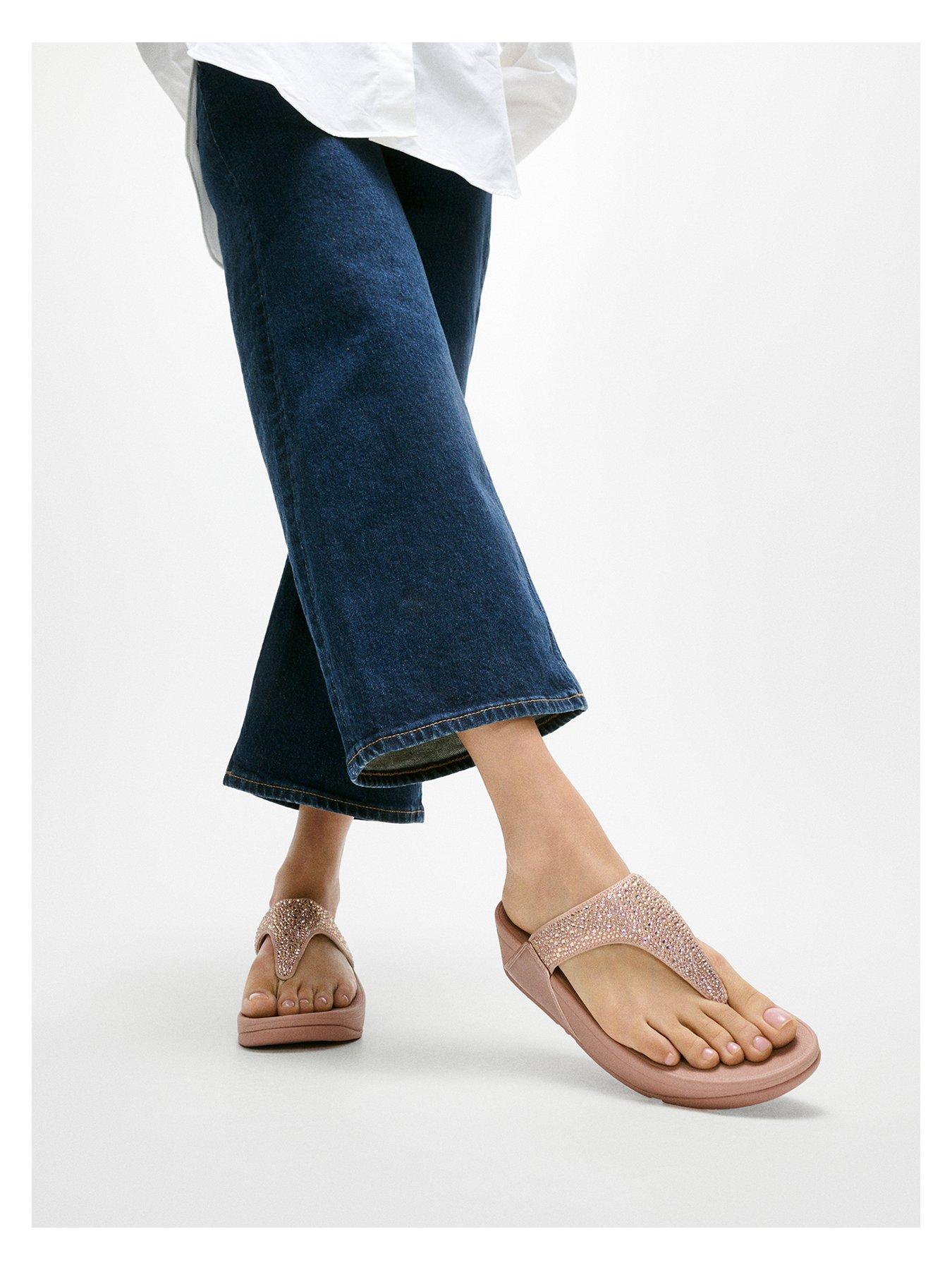 Image 5 of 5 of FitFlop Lulu Crystal Mix Toe-post Sandal - Metallic Classic Beige