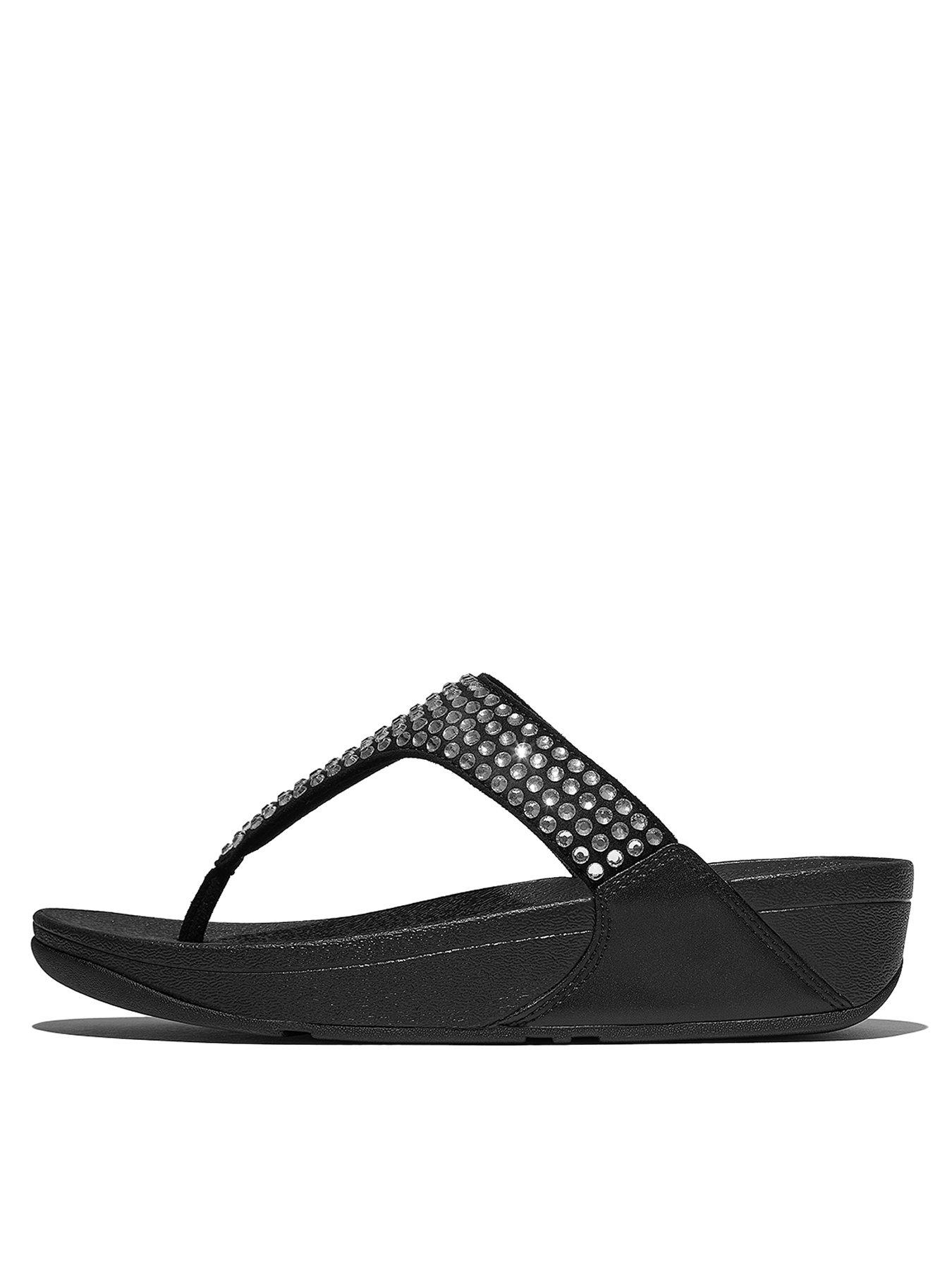 undefined Lulu Maxi-crystal Toe-post Sandal - Black