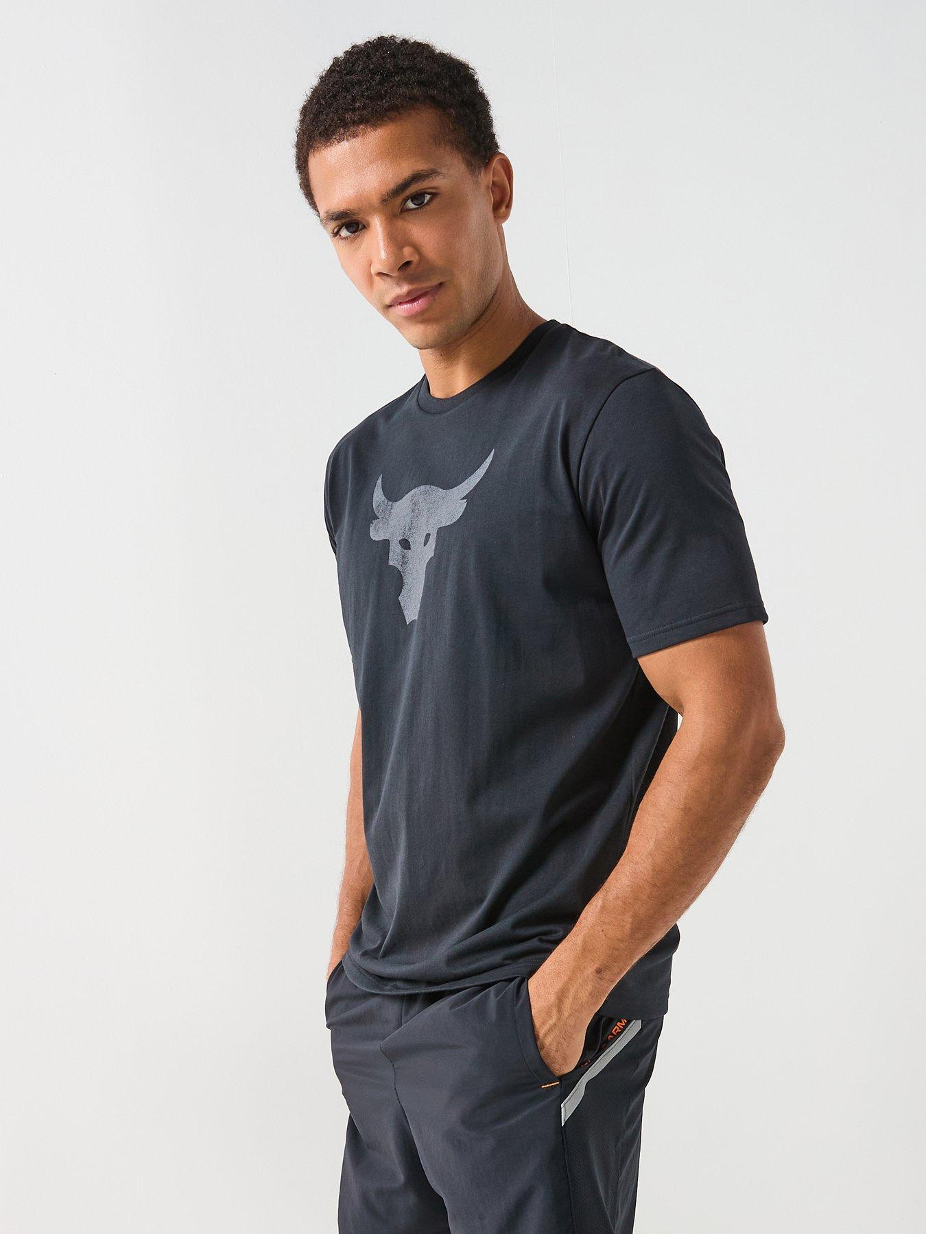 UNDER ARMOUR Mens Training Project Rock Brahma Bull T-Shirt - Black