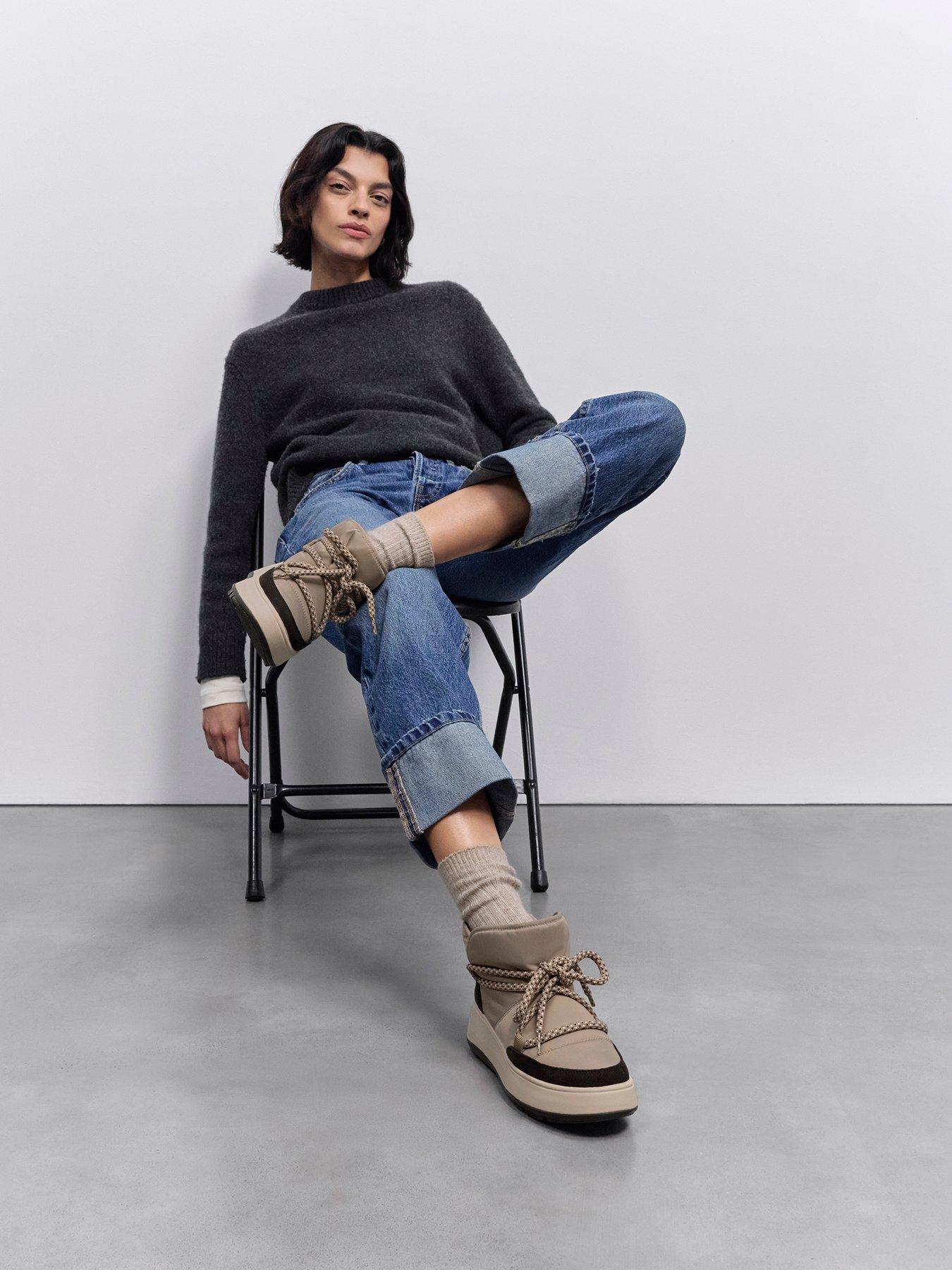 Image 6 of 6 of FitFlop F-mode W/resistant Biofleece Mesh Flatform Booties - Taupe