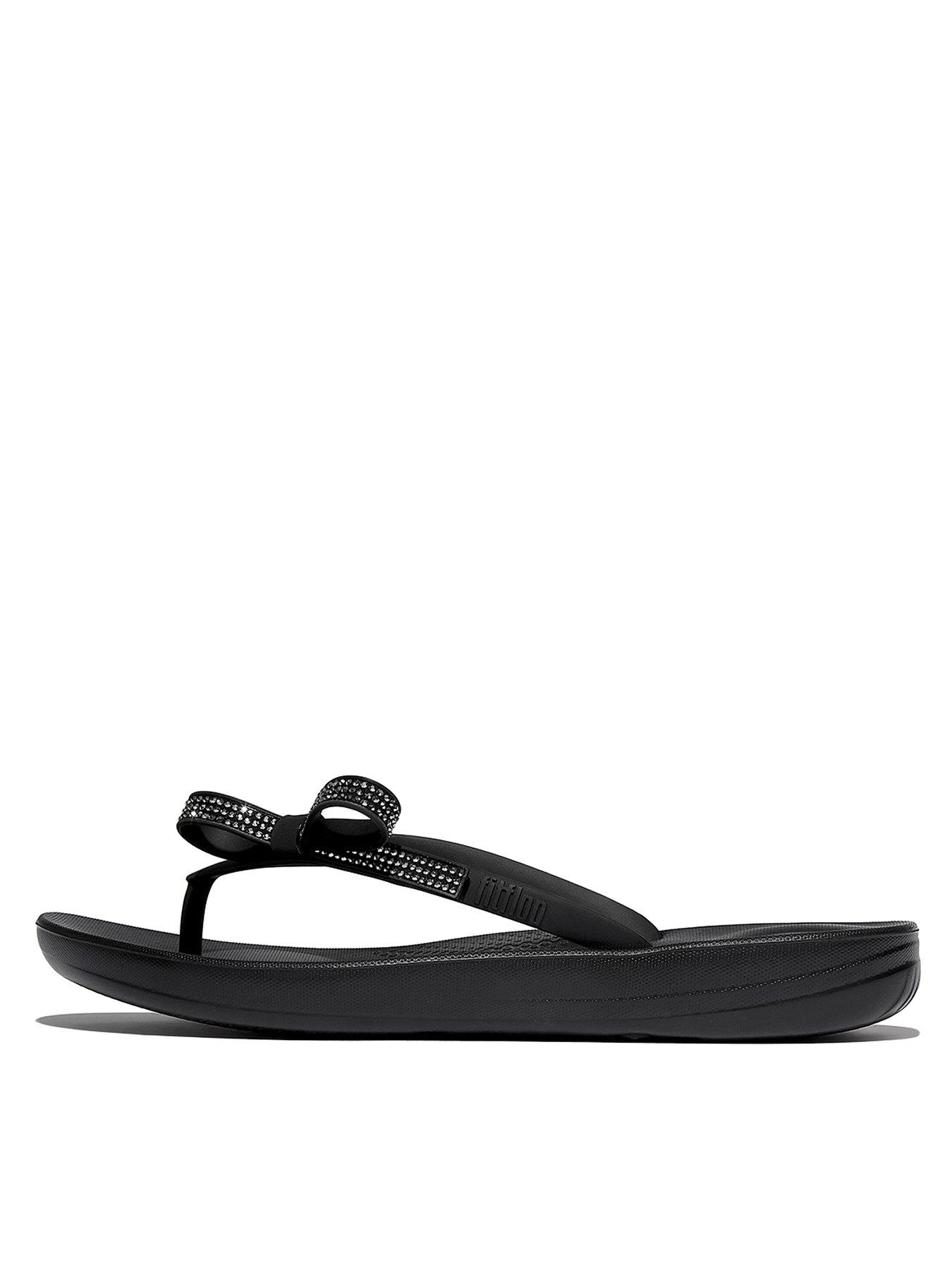 fitflop-iqushion-glitz-bow-flip-flop-black