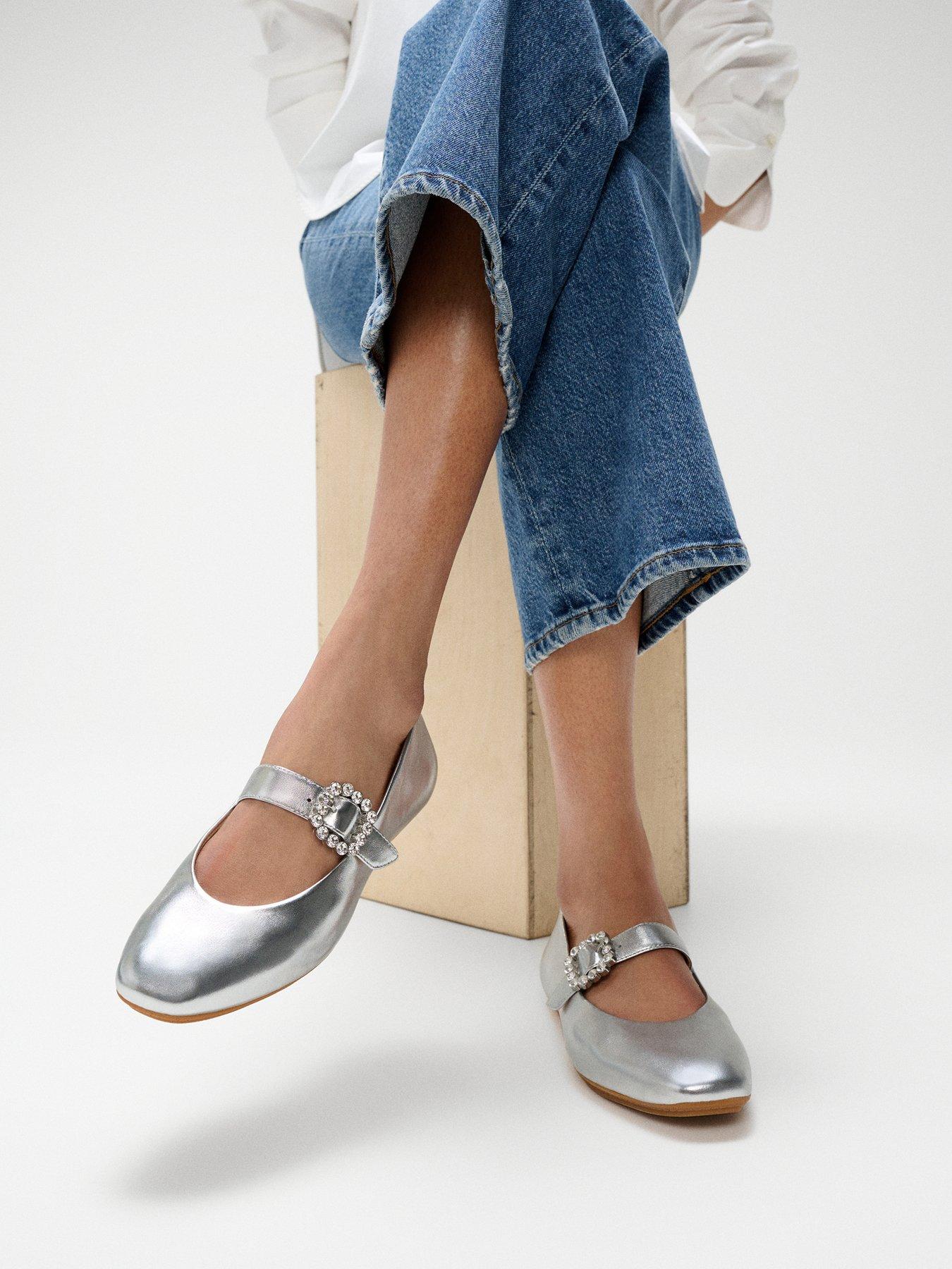 undefined Delicato Crystal-buckle Leather Mary Janes - Silver
