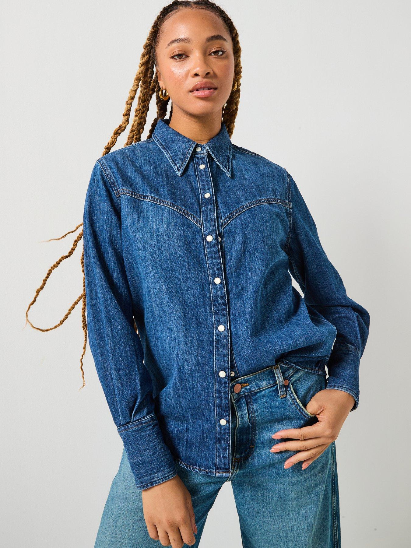 undefined Yoke Denim Shirt - Sparkle - Blue