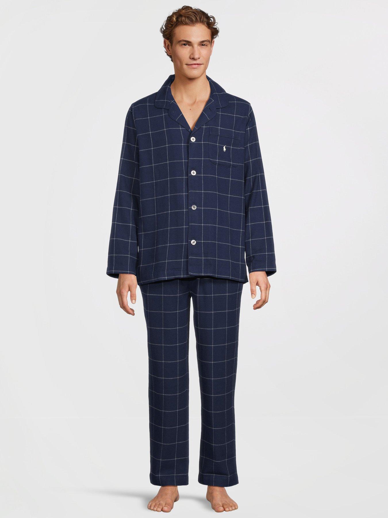 Image 1 of 6 of Polo Ralph Lauren Window Pane Check Pyjama Set - Navy