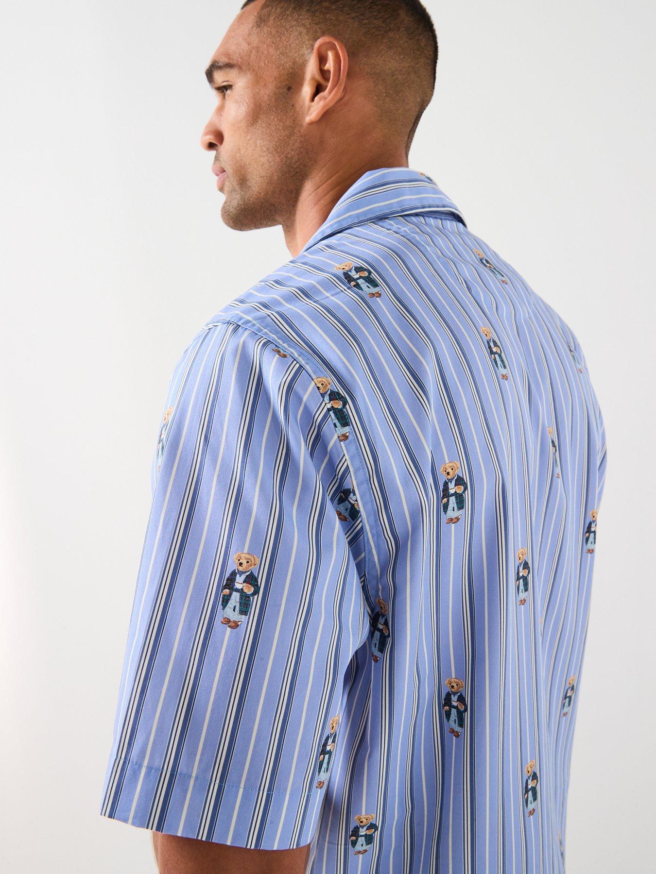 Image 6 of 6 of Polo Ralph Lauren All Over Bear Print Woven Pyjama Top - Light Blue
