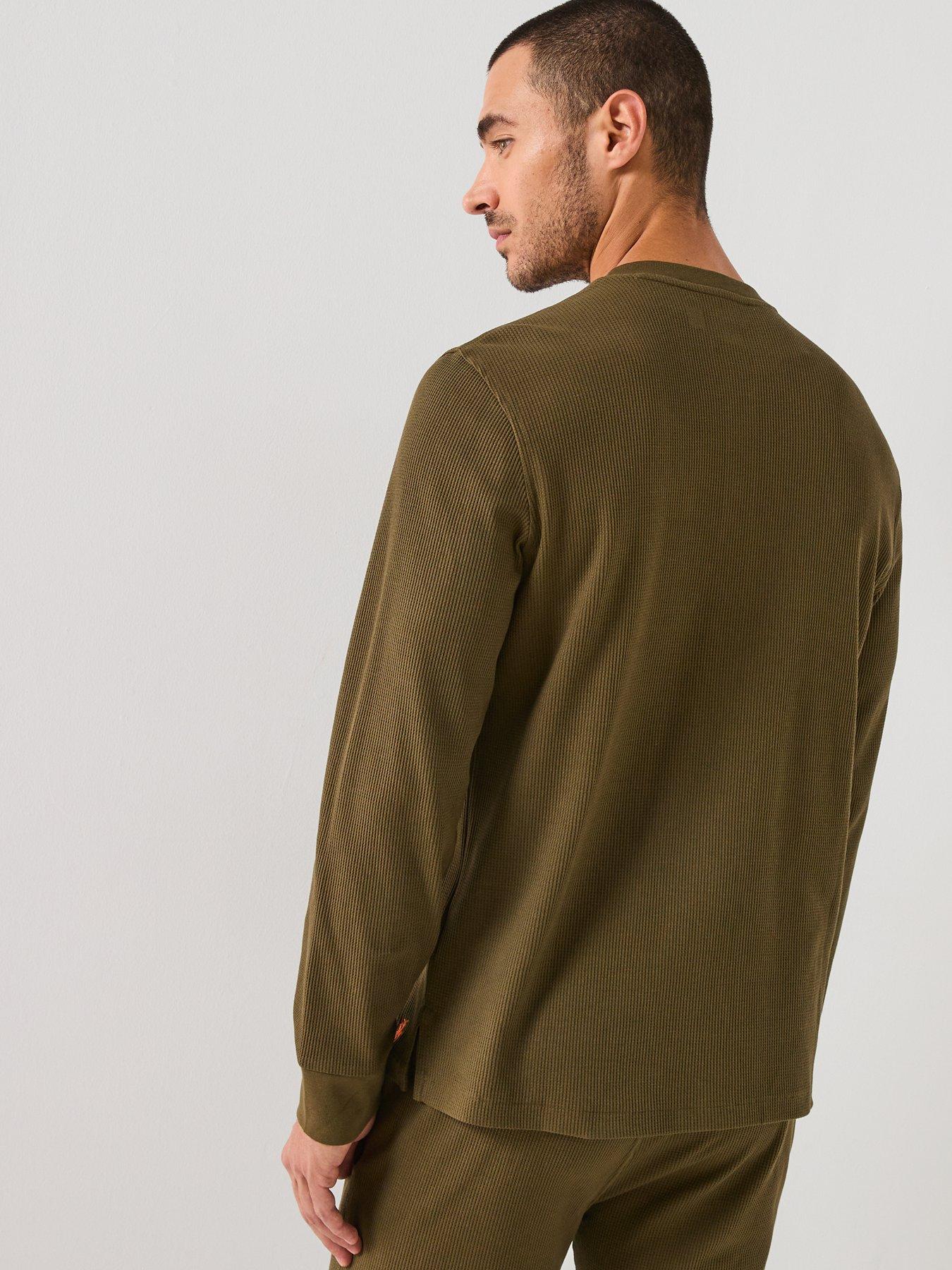  image of polo-ralph-lauren-loungewear-henley-long-sleeve-t-shirt-green