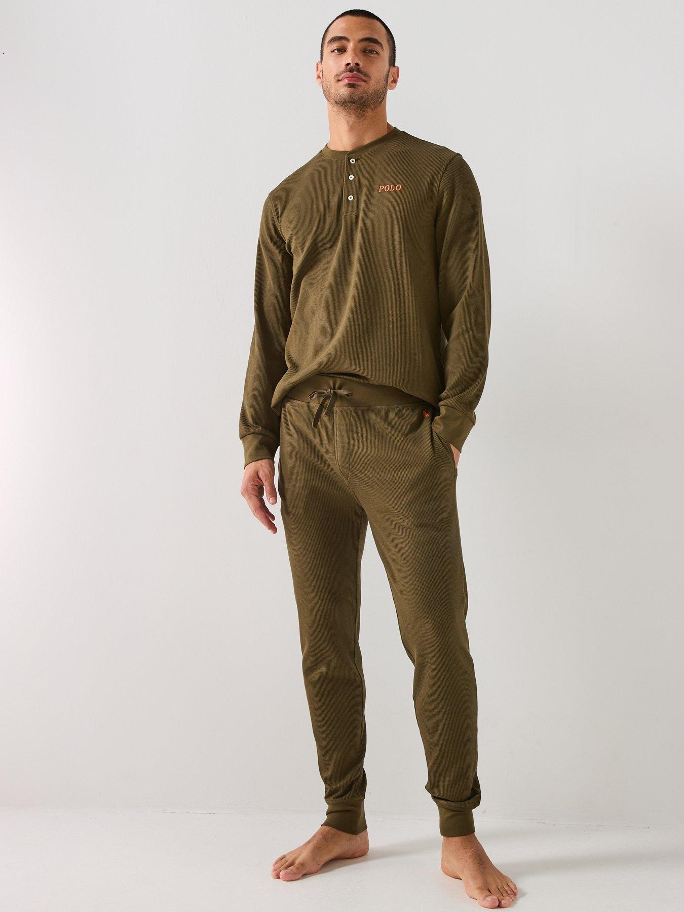  image of polo-ralph-lauren-loungewear-henley-long-sleeve-t-shirt-green
