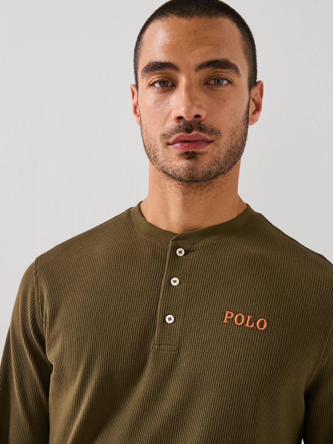  image of polo-ralph-lauren-loungewear-henley-long-sleeve-t-shirt-green