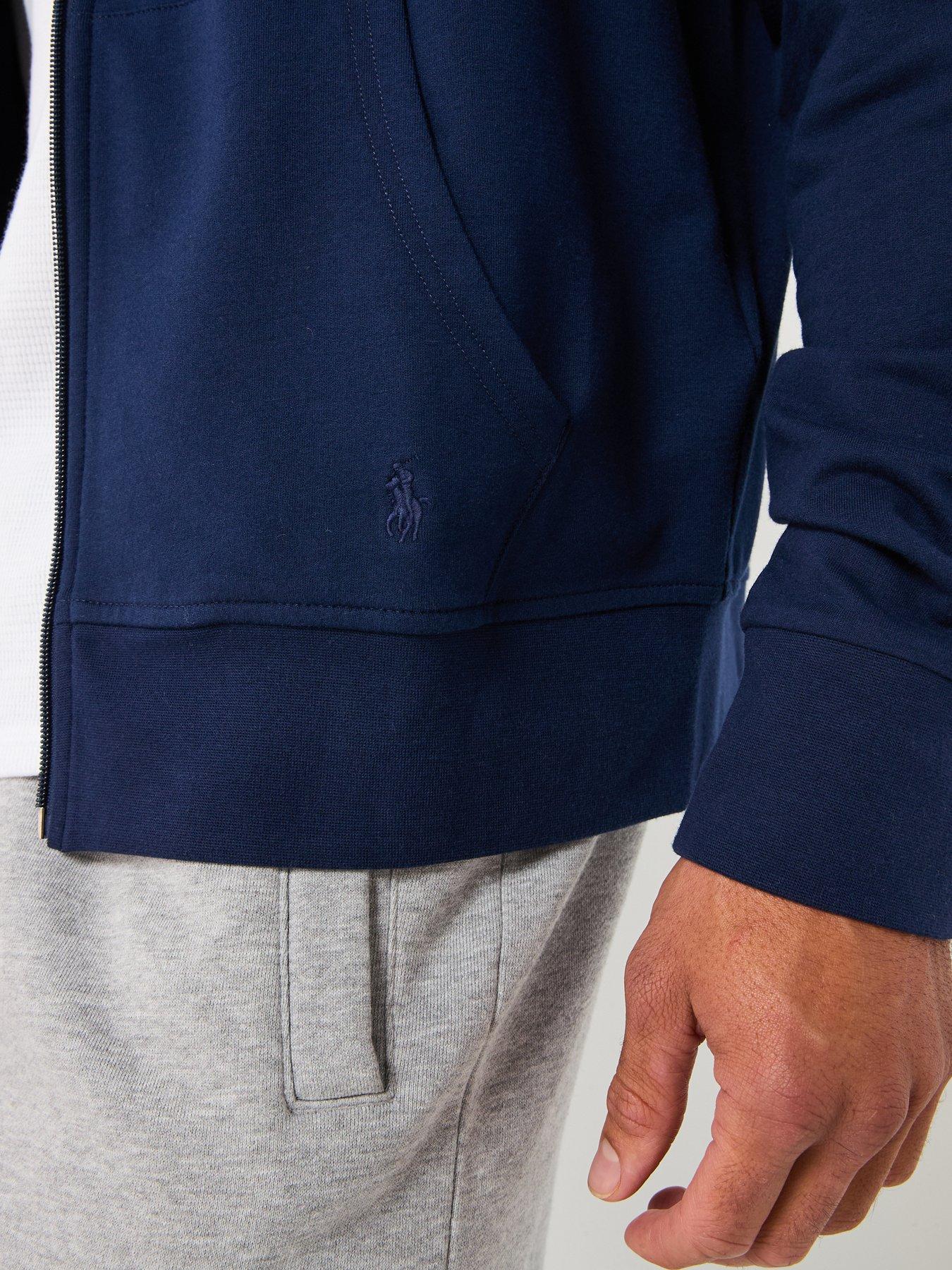 Image 4 of 6 of Polo Ralph Lauren Liquid Cotton Tonal Logo Loungewear Hoodie - Navy