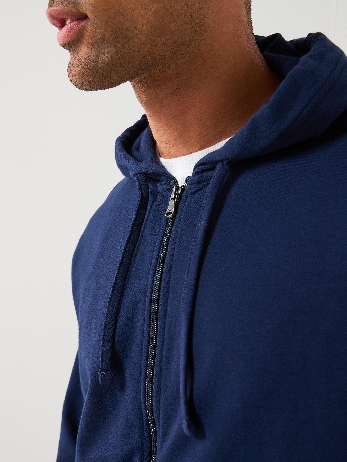 Image 6 of 6 of Polo Ralph Lauren Liquid Cotton Tonal Logo Loungewear Hoodie - Navy