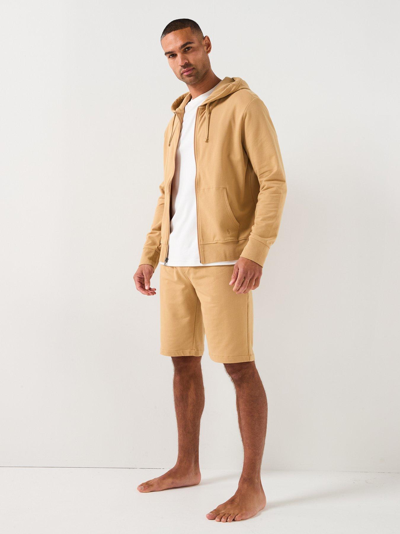 Image 3 of 6 of Polo Ralph Lauren Liquid Cotton Tonal Logo Loungewear Hoodie - Beige
