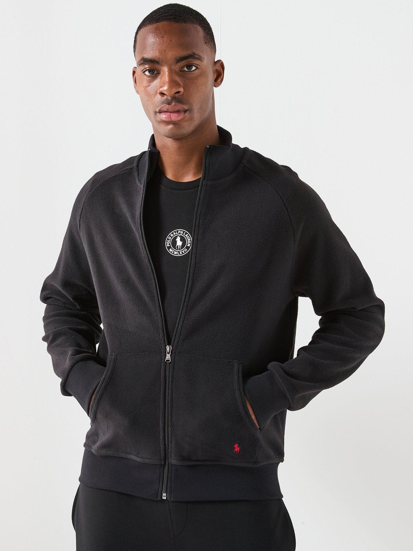front image of polo-ralph-lauren-polar-fleece-zip-through-track-top-black