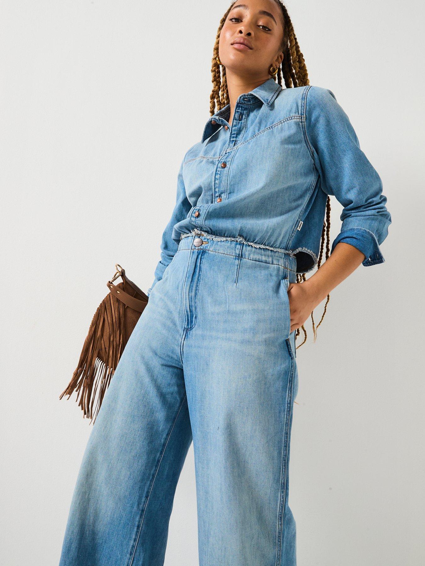 Image 1 of 6 of Wrangler Radiating Coverall Jumpsuit - Shimmerstone - Blue