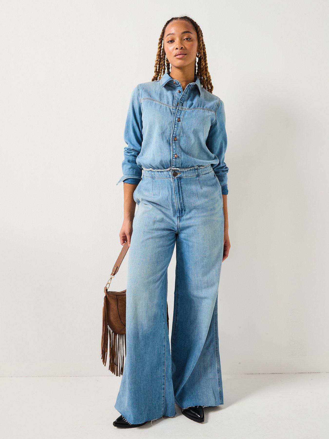 Image 3 of 6 of Wrangler Radiating Coverall Jumpsuit - Shimmerstone - Blue