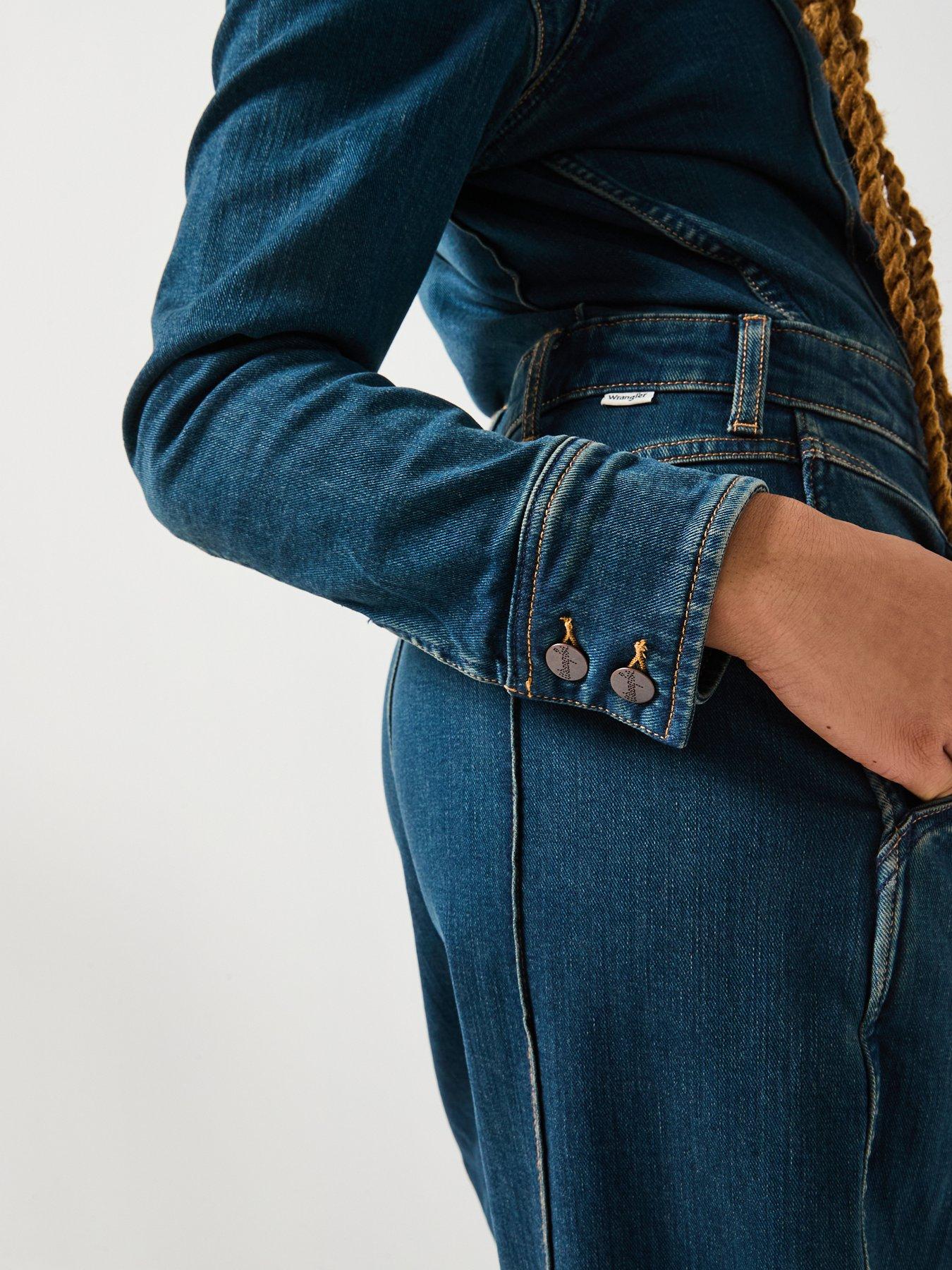 Image 6 of 6 of Wrangler Western Coverall Jumpsuit - Rustic Rinse - Blue
