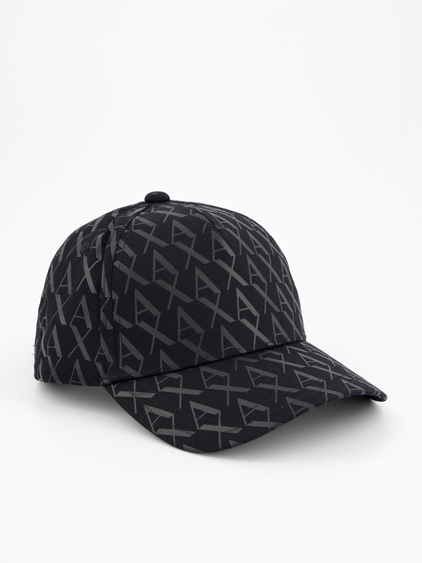 Image 1 of 4 of Armani Exchange All Over Monogram Cap - Black
