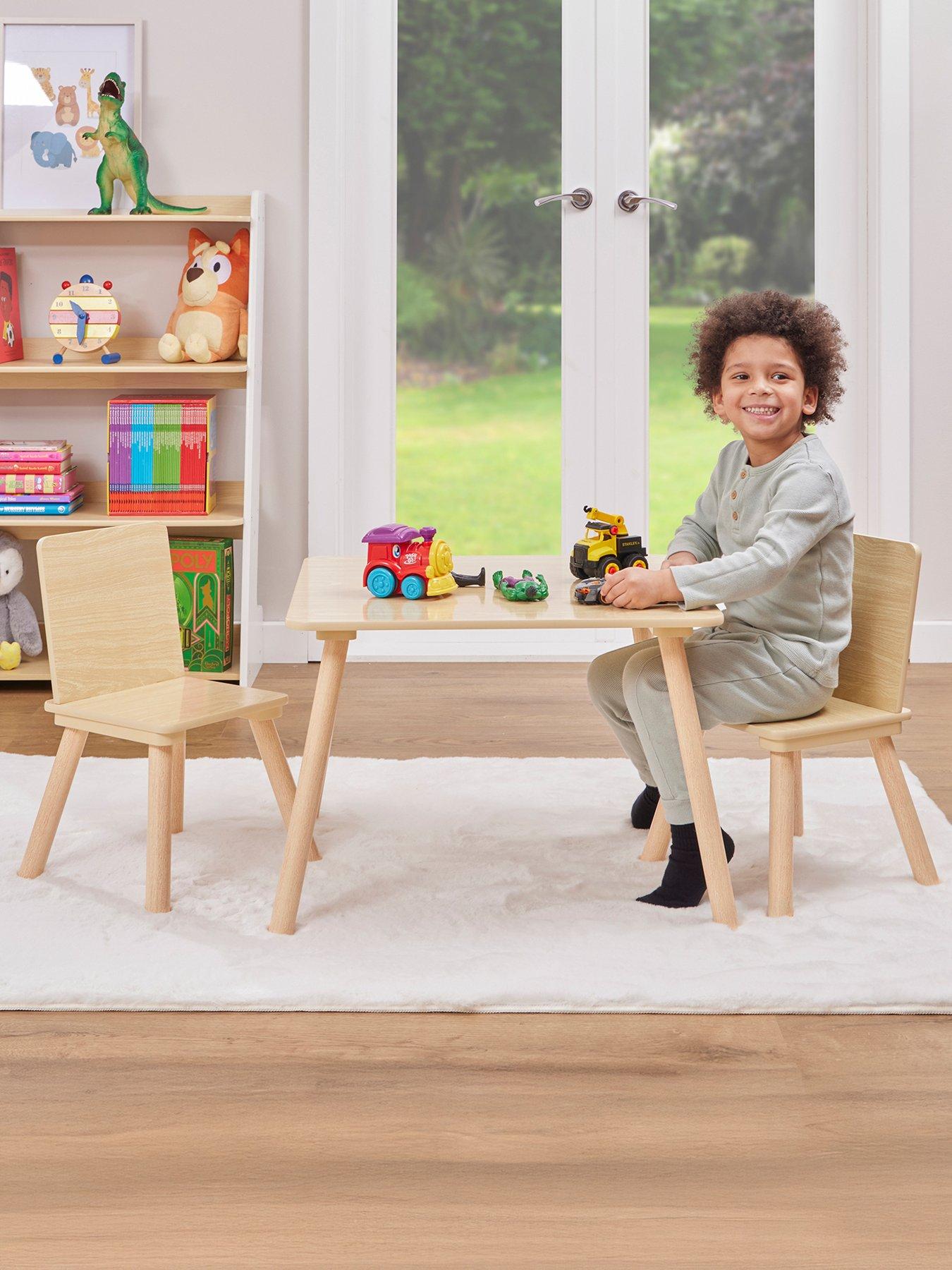 undefined Kids Table and Two Chairs Set Natural