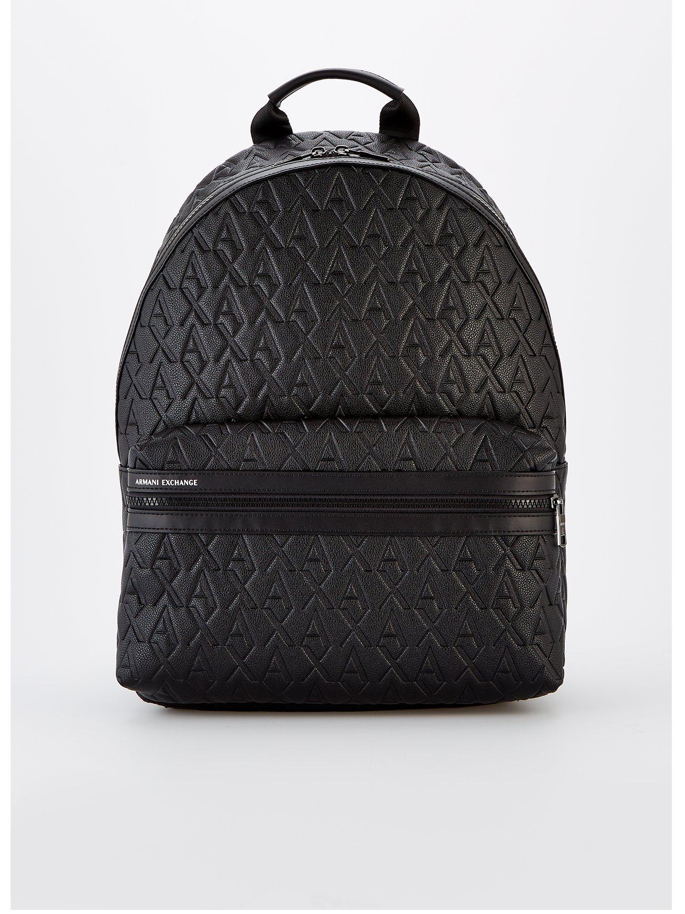 undefined Liam Monogram Pu Backpack - Black