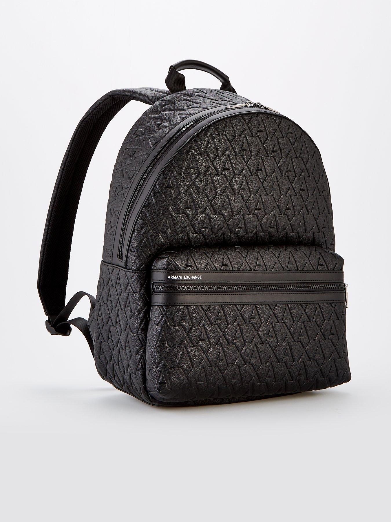Image 2 of 4 of Armani Exchange Liam Monogram Pu Backpack - Black