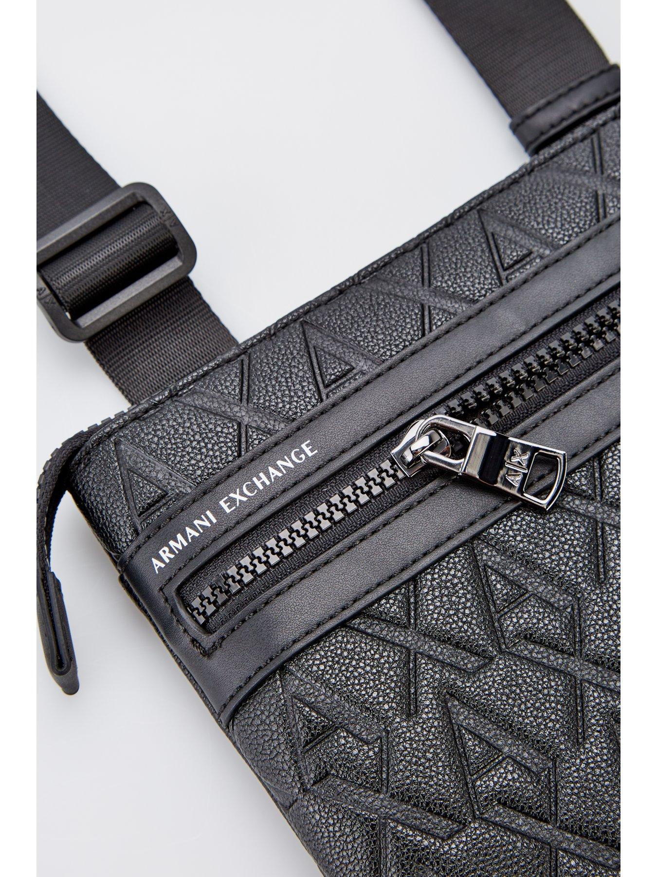 Image 3 of 4 of Armani Exchange Liam Monogram Pu Crossbody Bag - Black