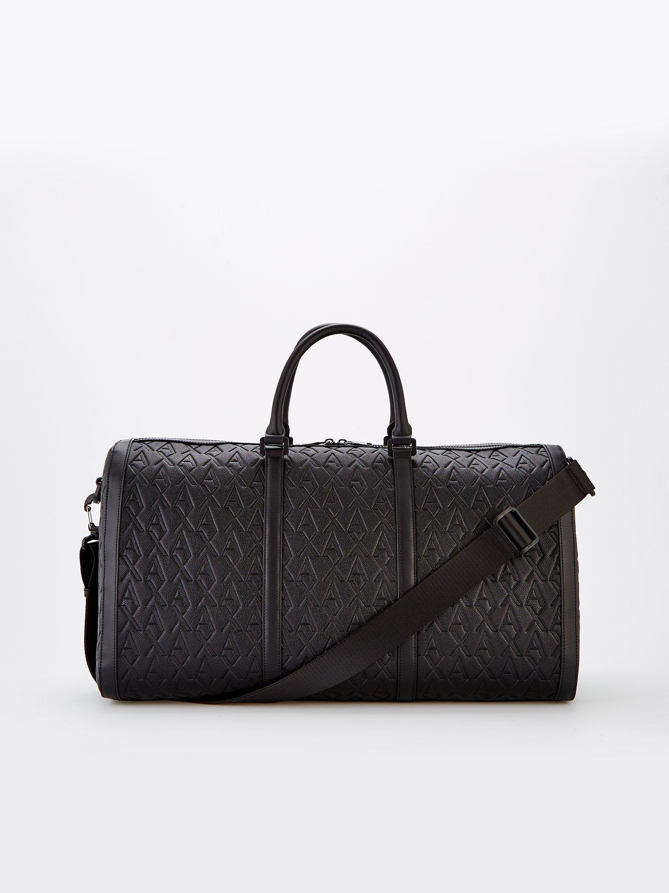 Image 1 of 4 of Armani Exchange Liam Monogram Pu Holdall Bag - Black