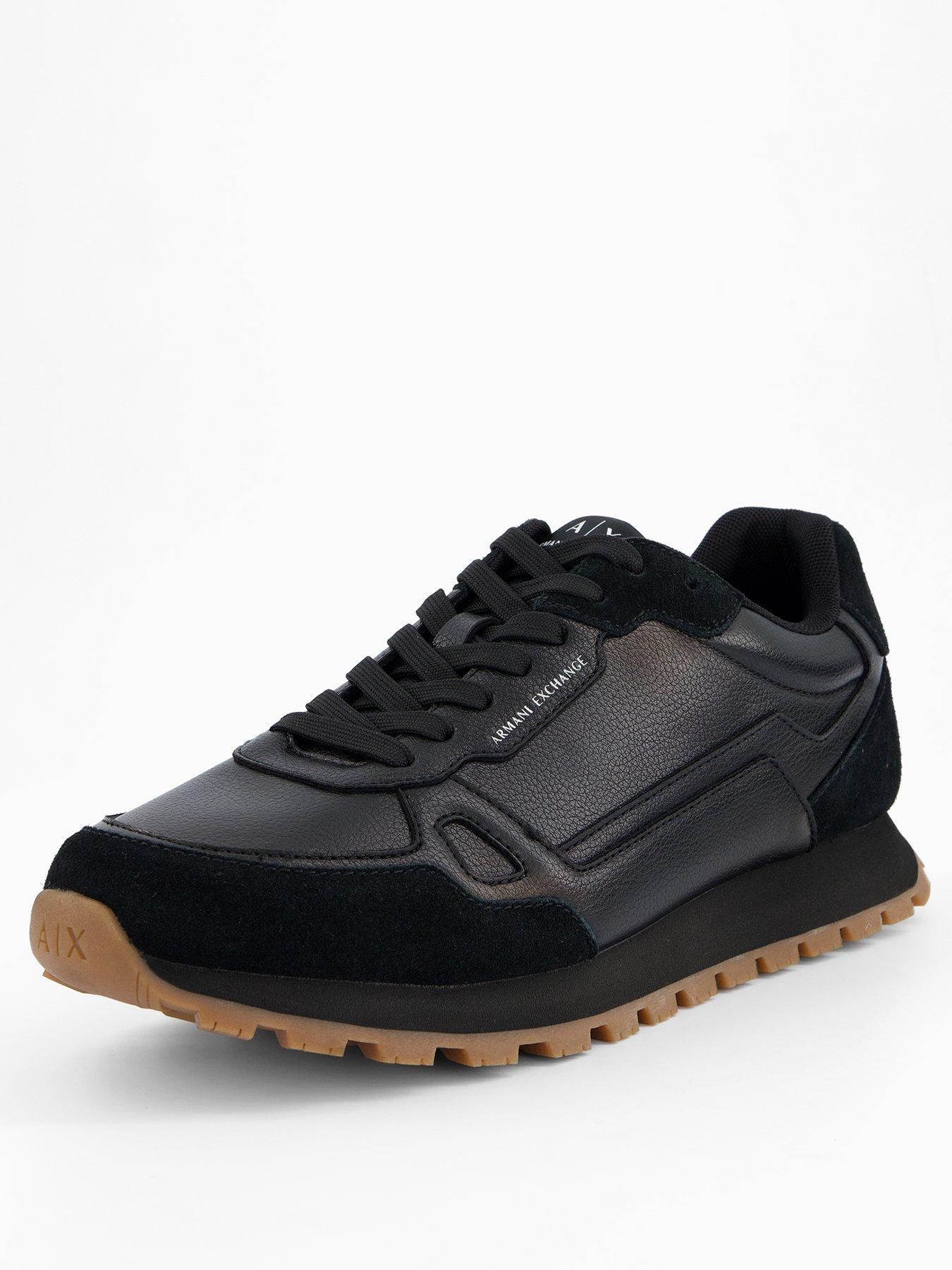 Image 2 of 7 of Armani Exchange Drop Tumbled Runner Trainers - Black