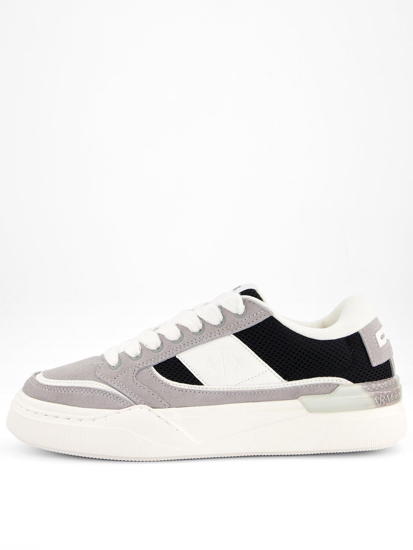  image of armani-exchange-flick-pu-amp-suede-cupsole-trainers-grey