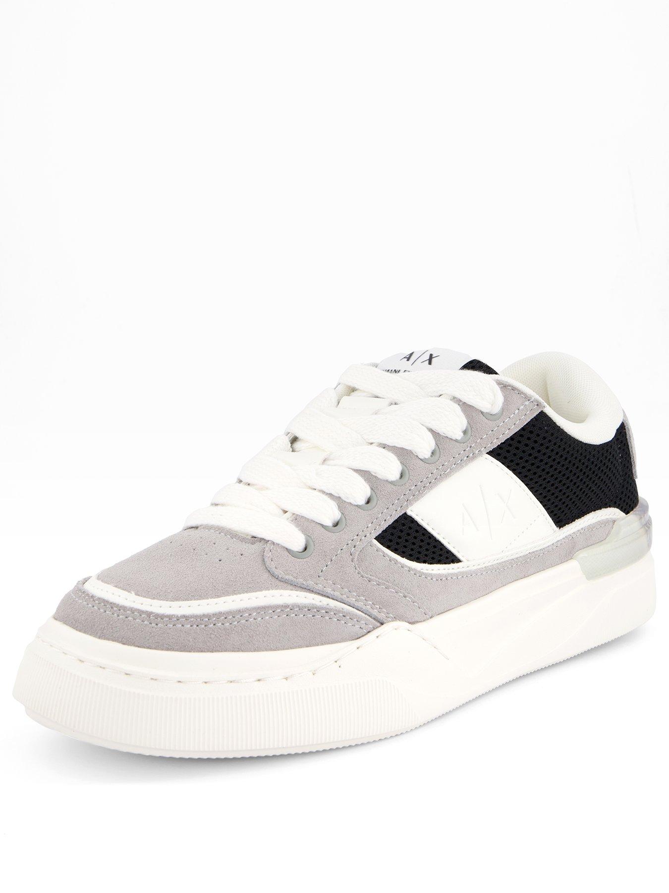  image of armani-exchange-flick-pu-amp-suede-cupsole-trainers-grey