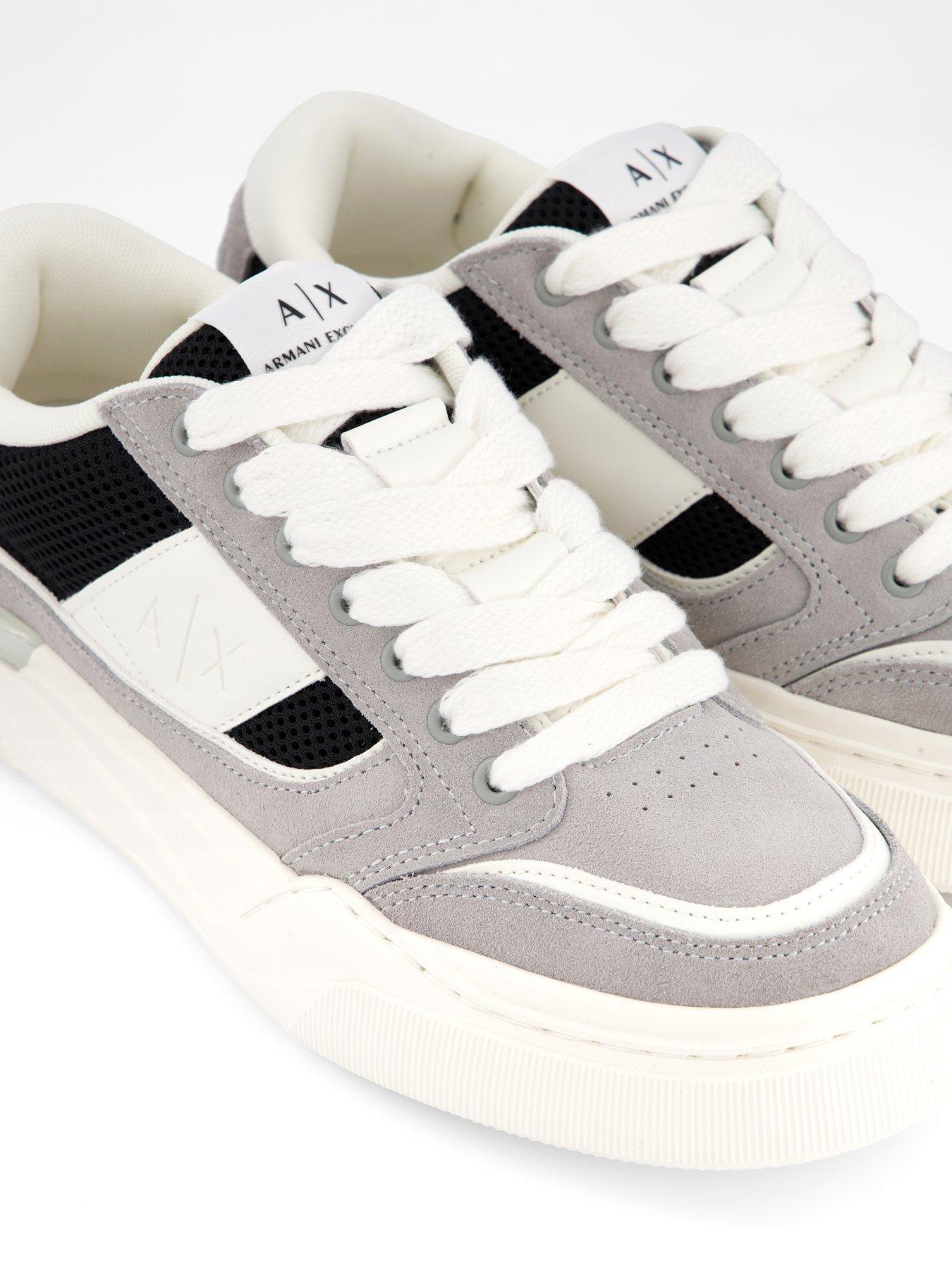  image of armani-exchange-flick-pu-amp-suede-cupsole-trainers-grey