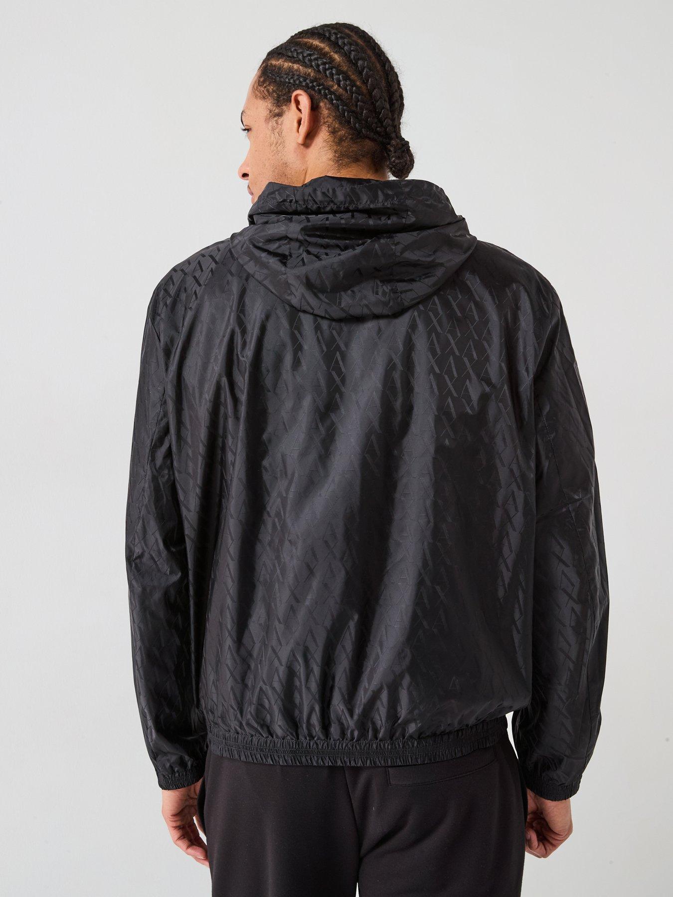 Image 2 of 6 of Armani Exchange All Over Monogram Lightweight Jacket - Black