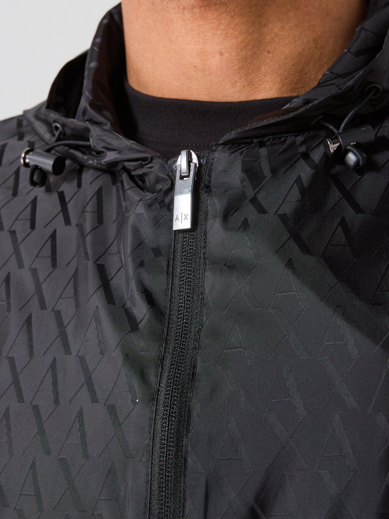 Image 4 of 6 of Armani Exchange All Over Monogram Lightweight Jacket - Black
