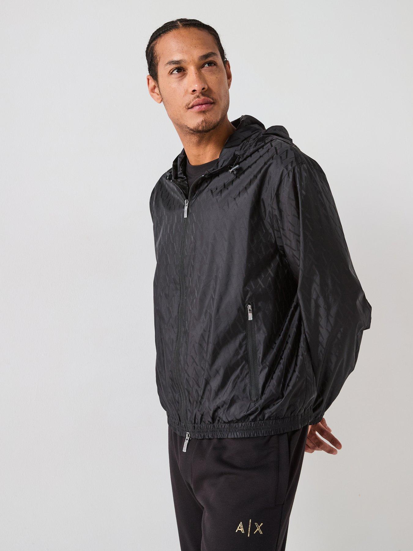 Image 6 of 6 of Armani Exchange All Over Monogram Lightweight Jacket - Black