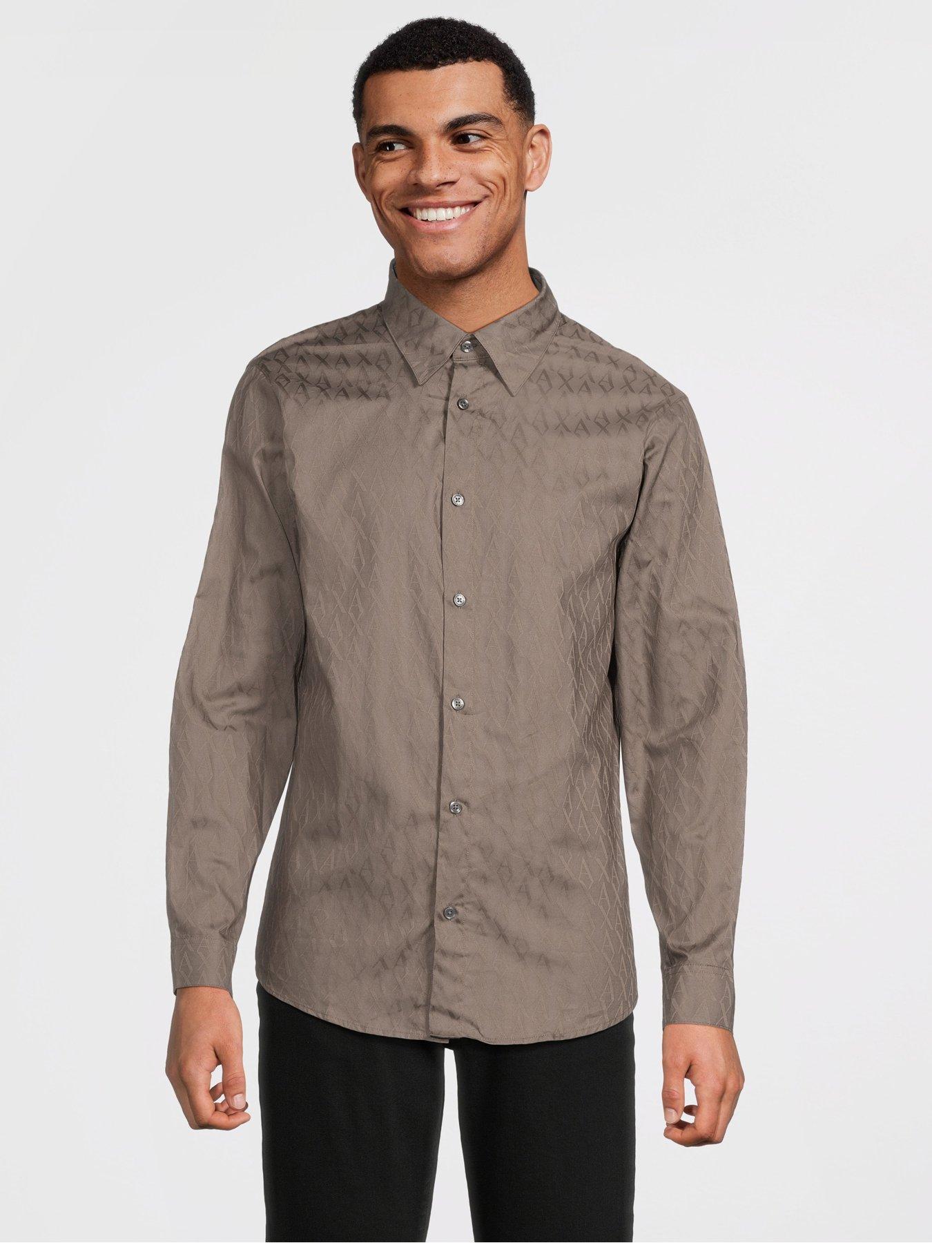 Armani Exchange All Over Monogram Long Sleeve Shirt - Green