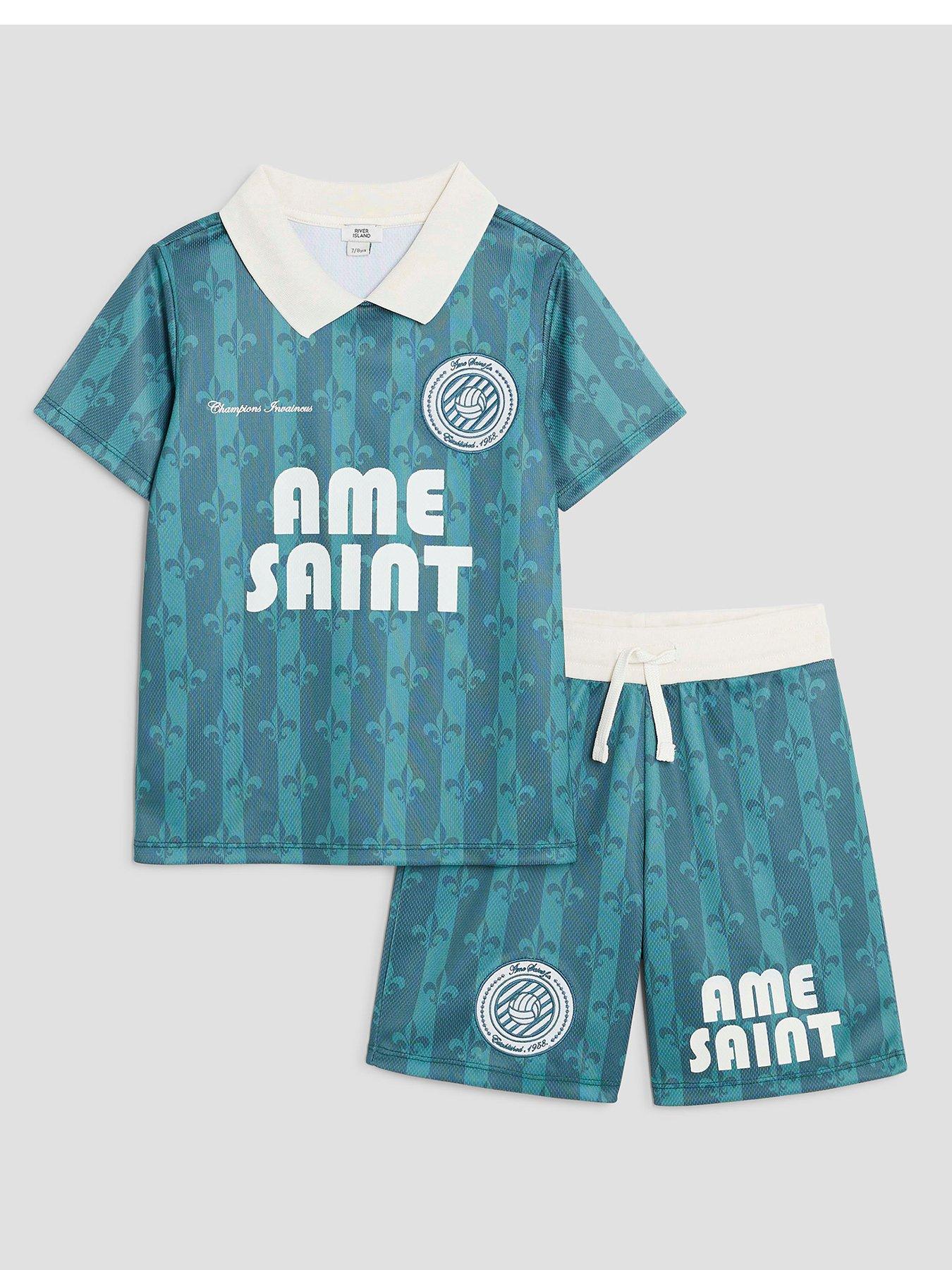 River Island Older Boys Football T-shirt Set - Khaki