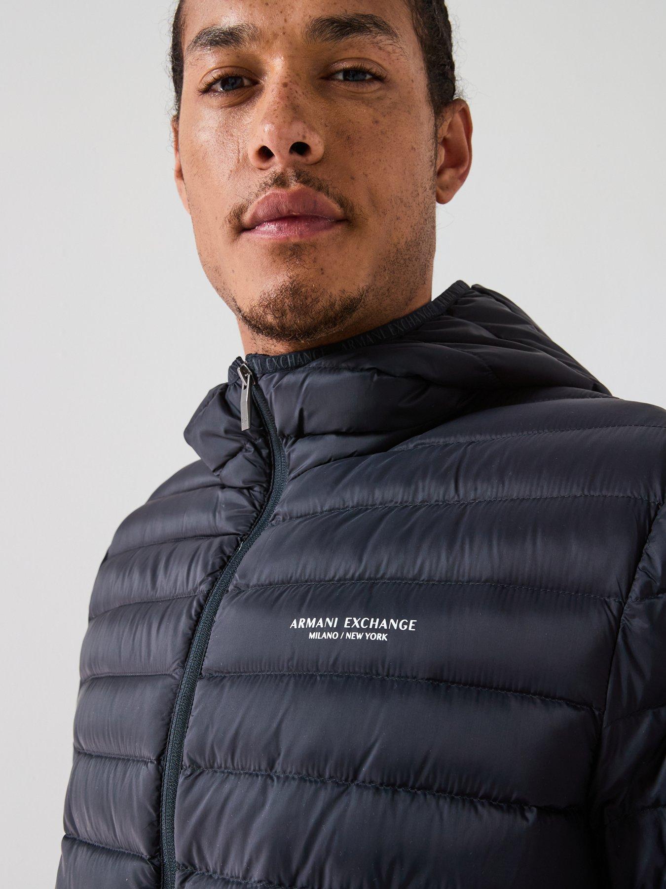 Image 4 of 6 of Armani Exchange Padded Hooded Jacket - Navy