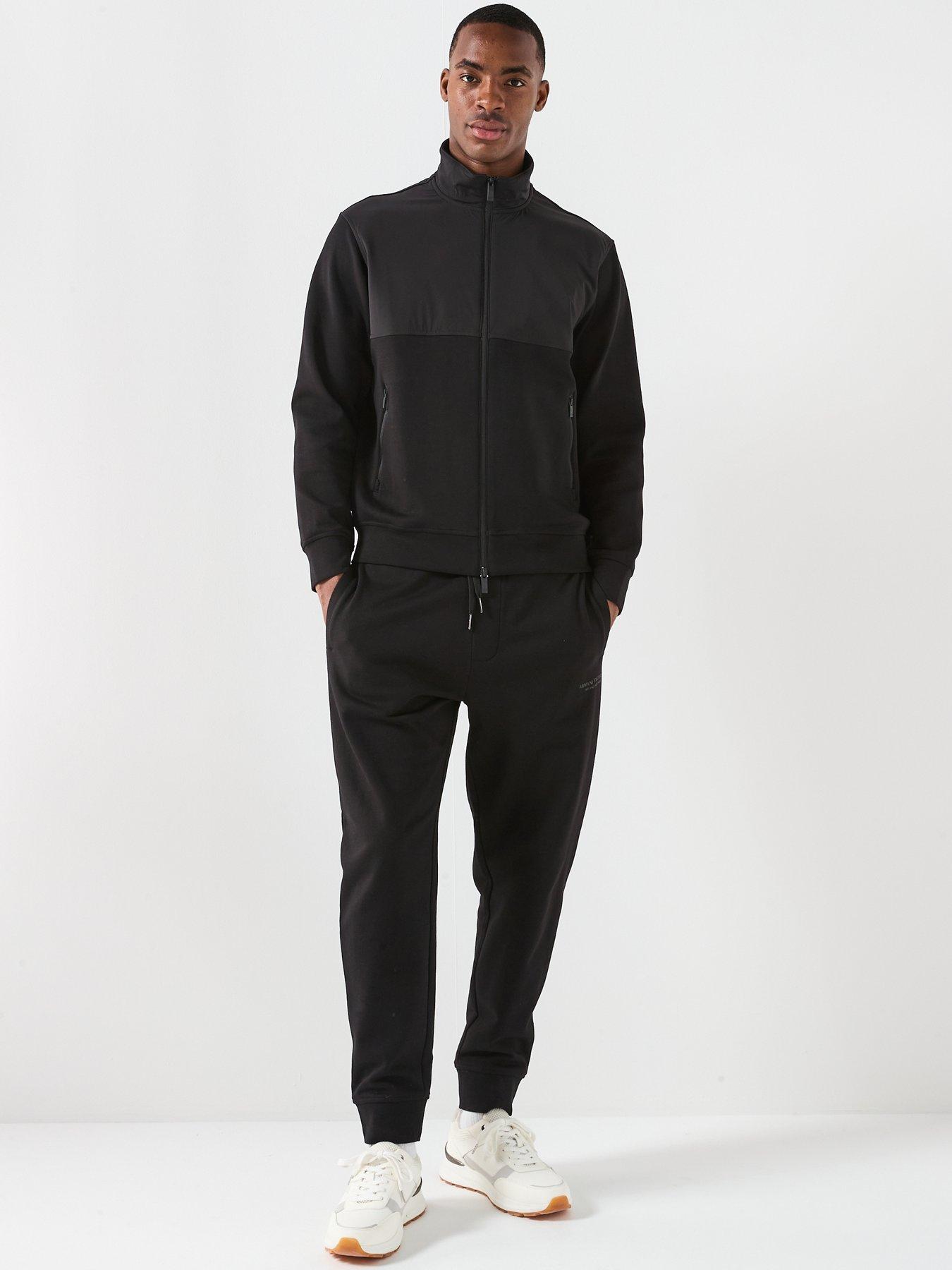  image of armani-exchange-mix-media-track-top-black