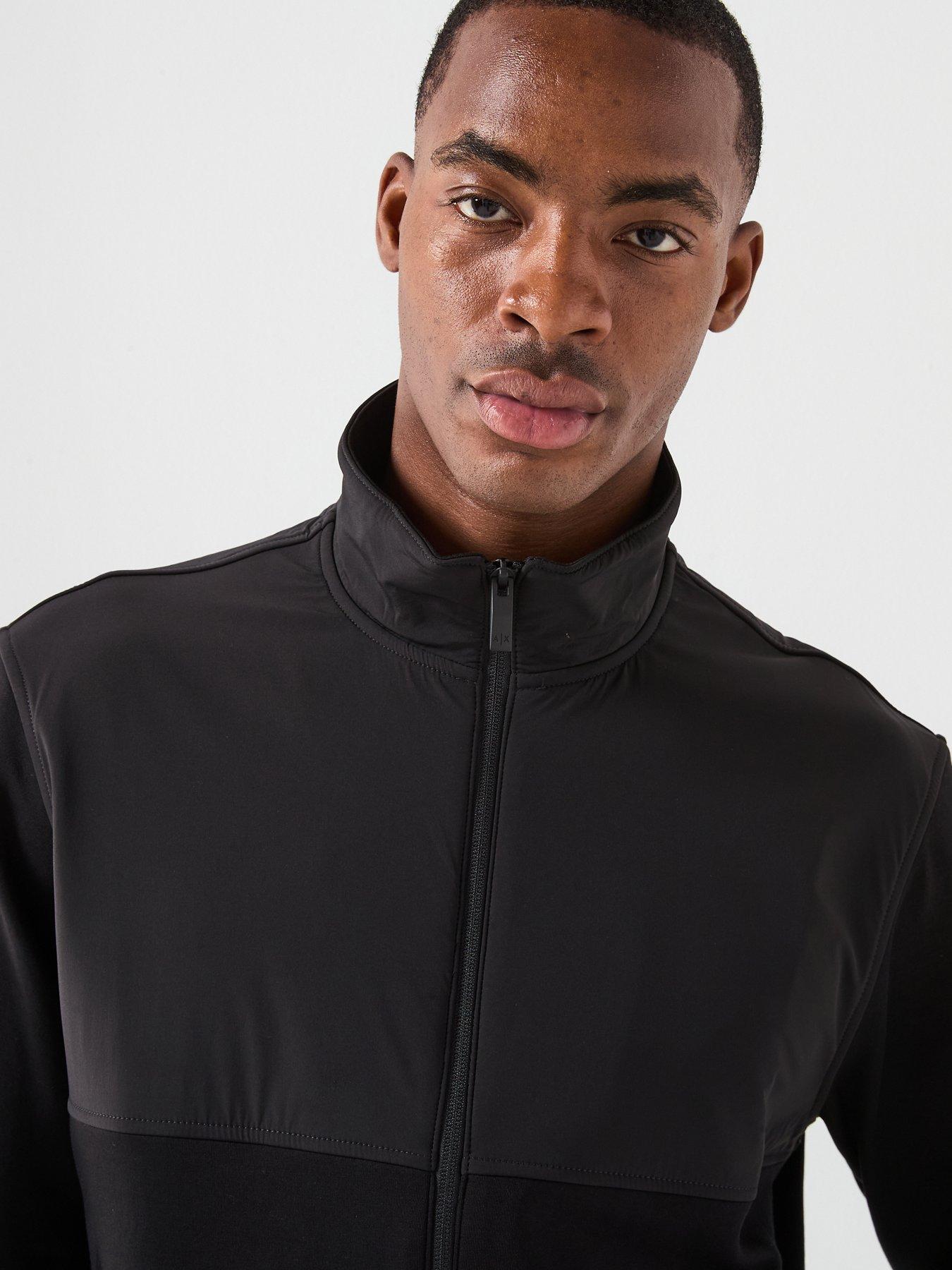  image of armani-exchange-mix-media-track-top-black