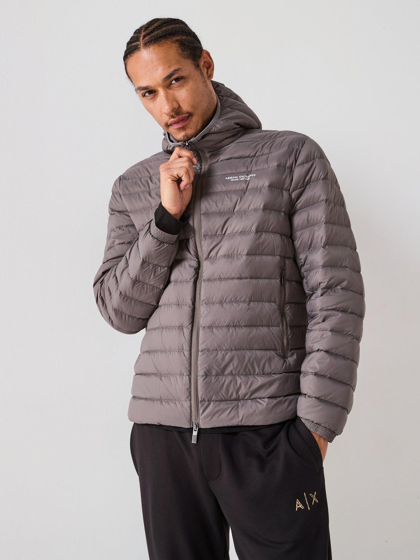 Armani Exchange Padded Hooded Jacket - Grey