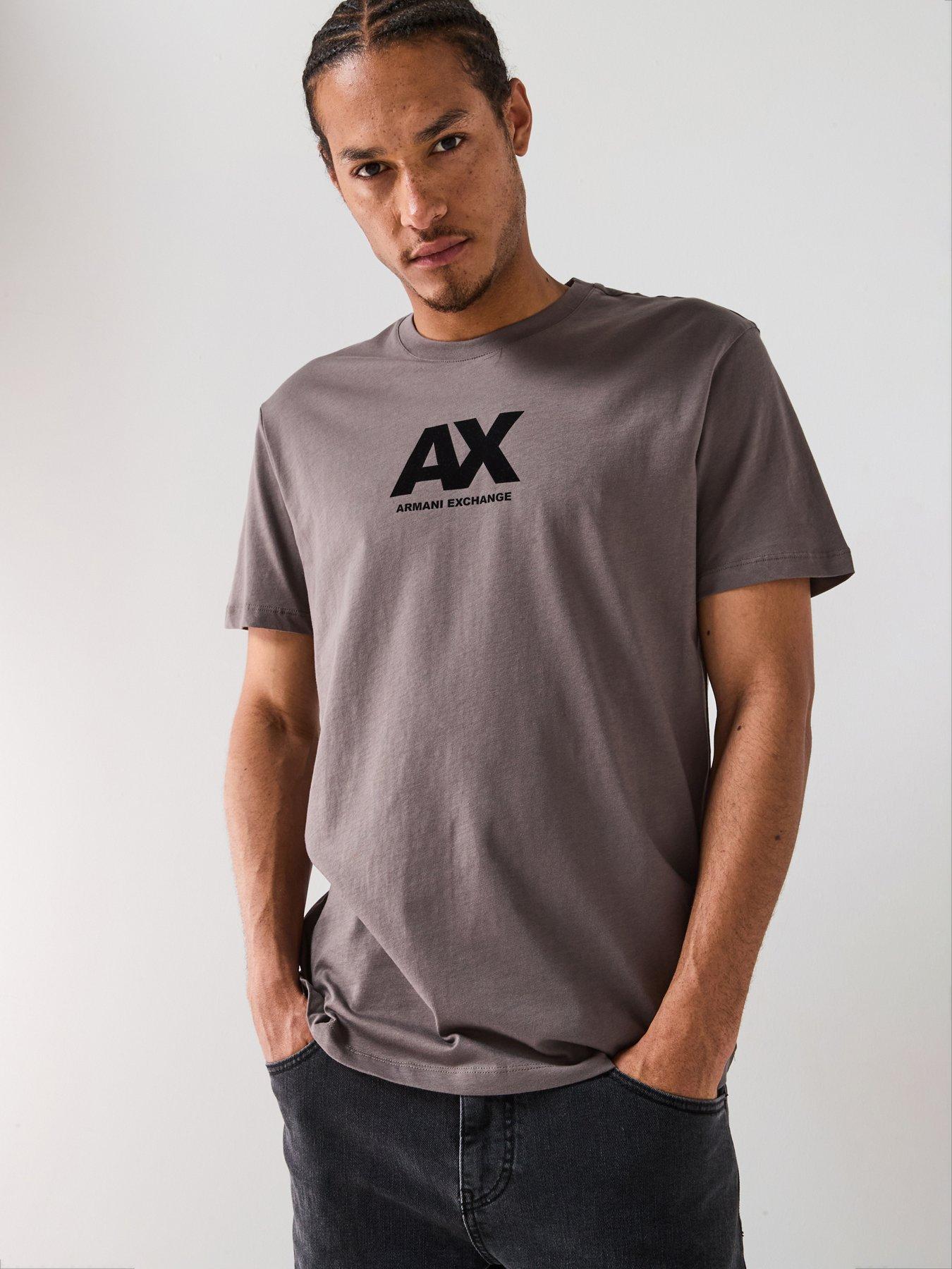 Image 1 of 4 of Armani Exchange Ax Flocked Logo T-Shirt - Grey