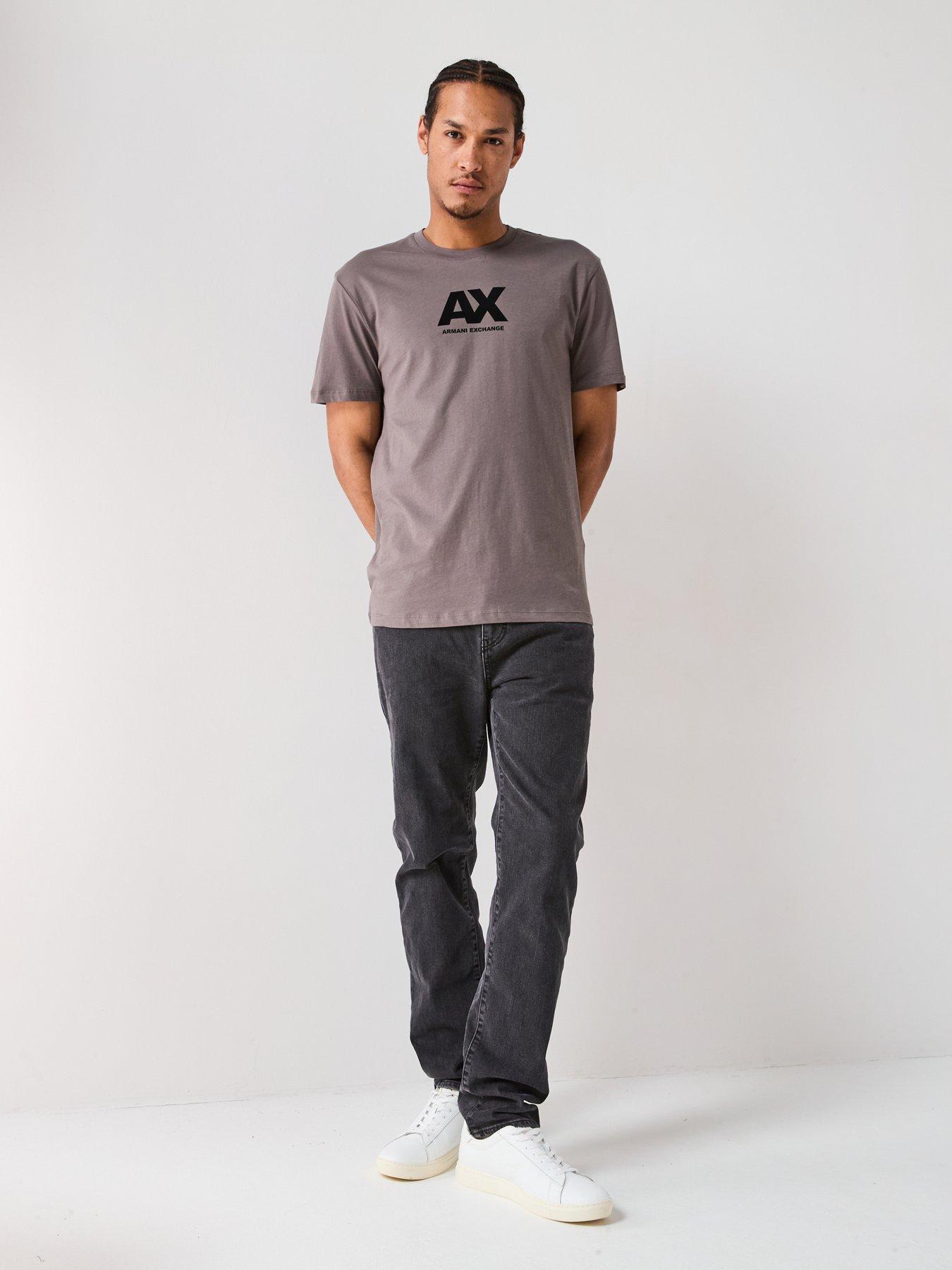 Image 3 of 4 of Armani Exchange Ax Flocked Logo T-Shirt - Grey