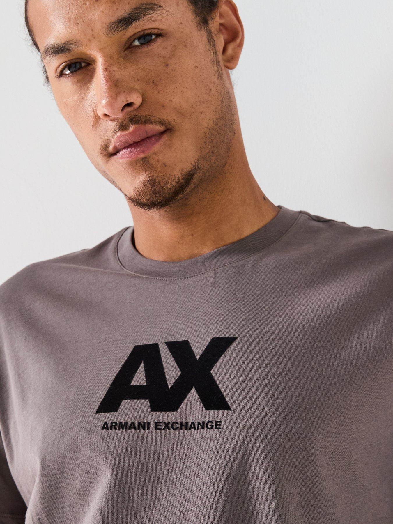 Image 4 of 4 of Armani Exchange Ax Flocked Logo T-Shirt - Grey