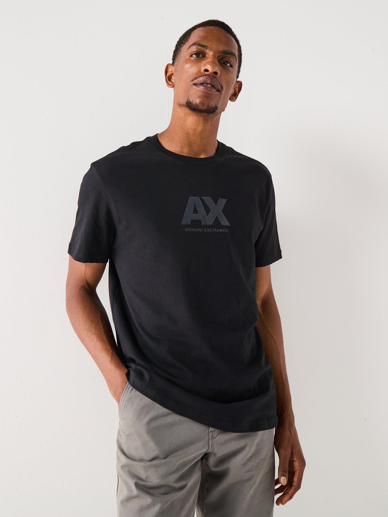 Armani Exchange Ax Flocked Logo T-Shirt - Black | Littlewoods
