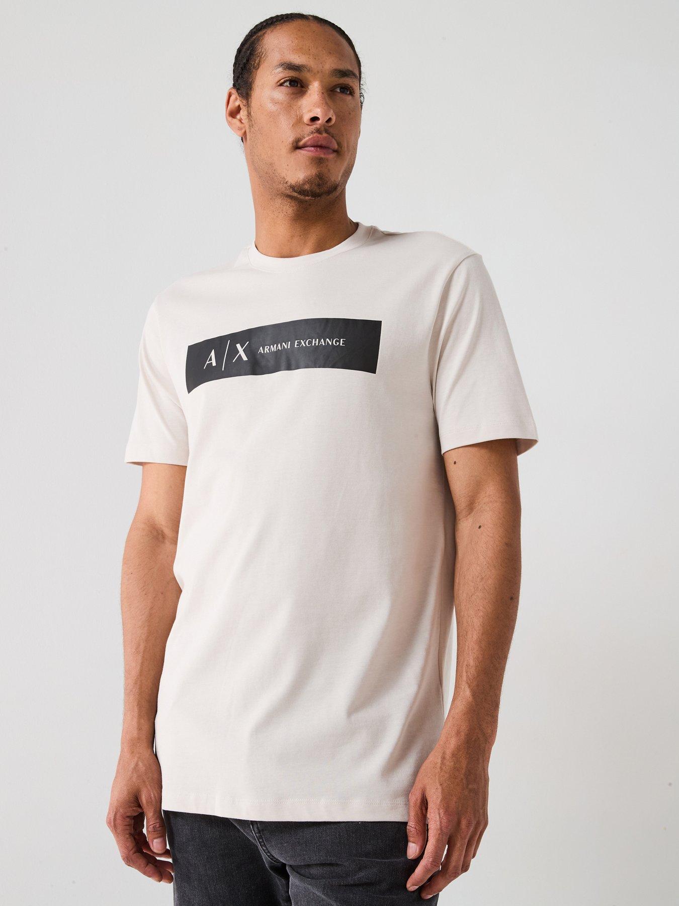 Armani Exchange Ax Flocked Logo T-Shirt - Off White