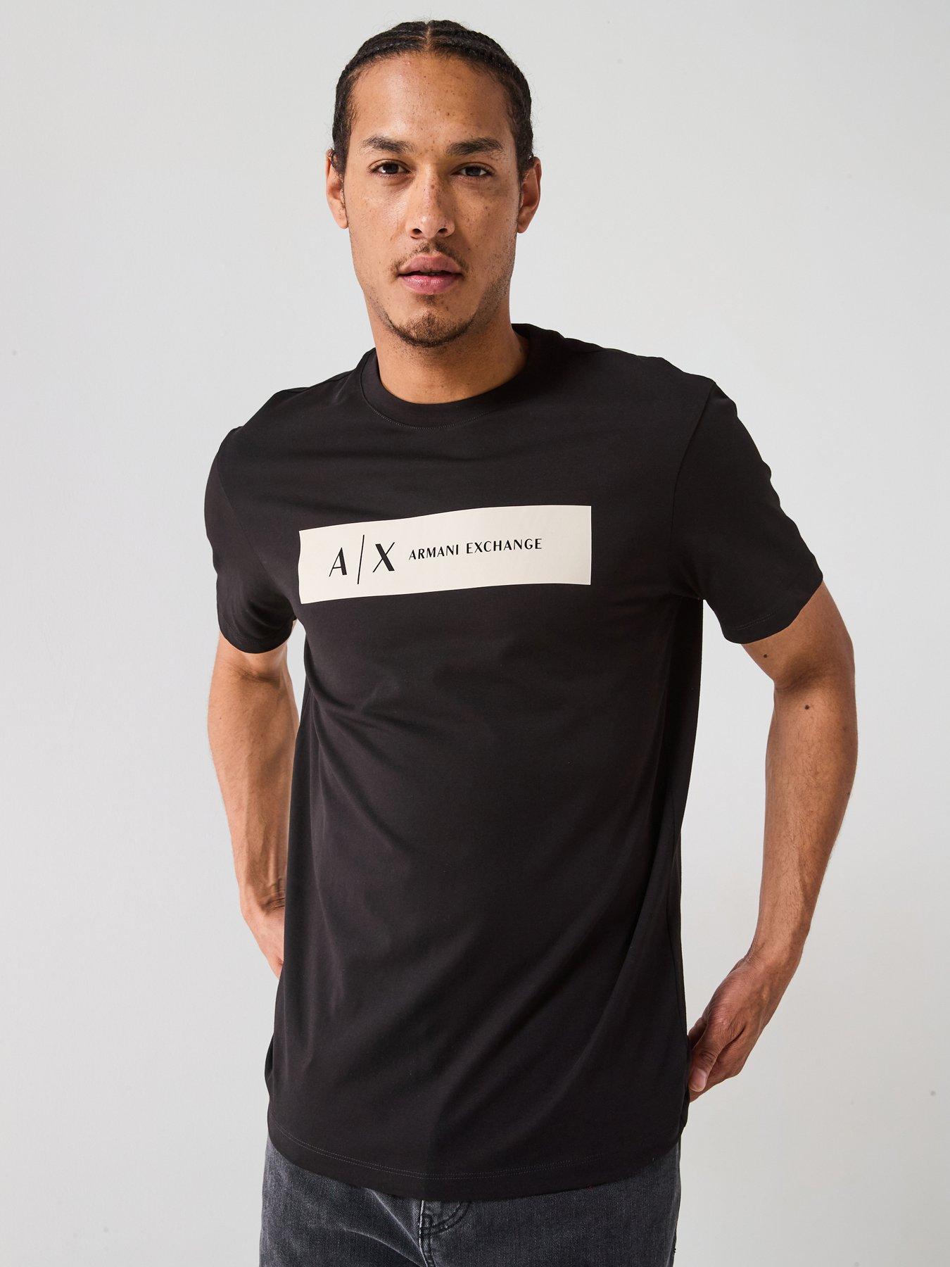 Image 1 of 4 of Armani Exchange Ax Flocked Logo T-Shirt - Black