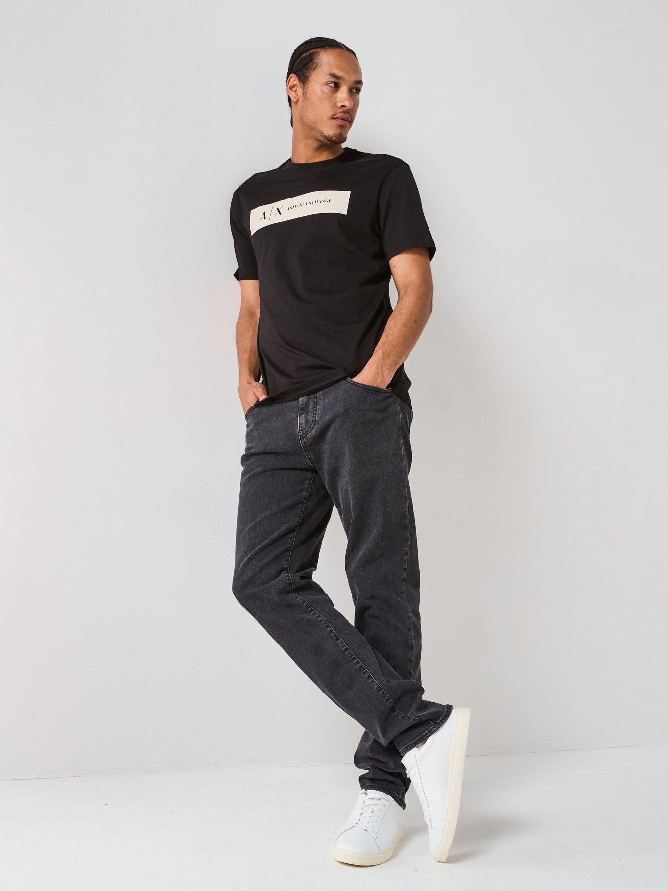 Image 3 of 4 of Armani Exchange Ax Flocked Logo T-Shirt - Black