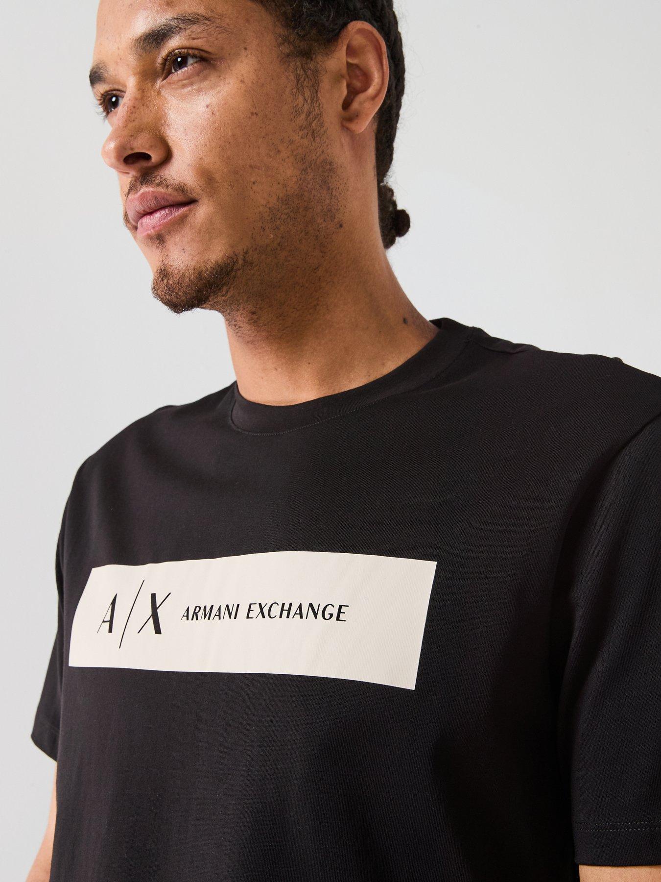 Image 4 of 4 of Armani Exchange Ax Flocked Logo T-Shirt - Black