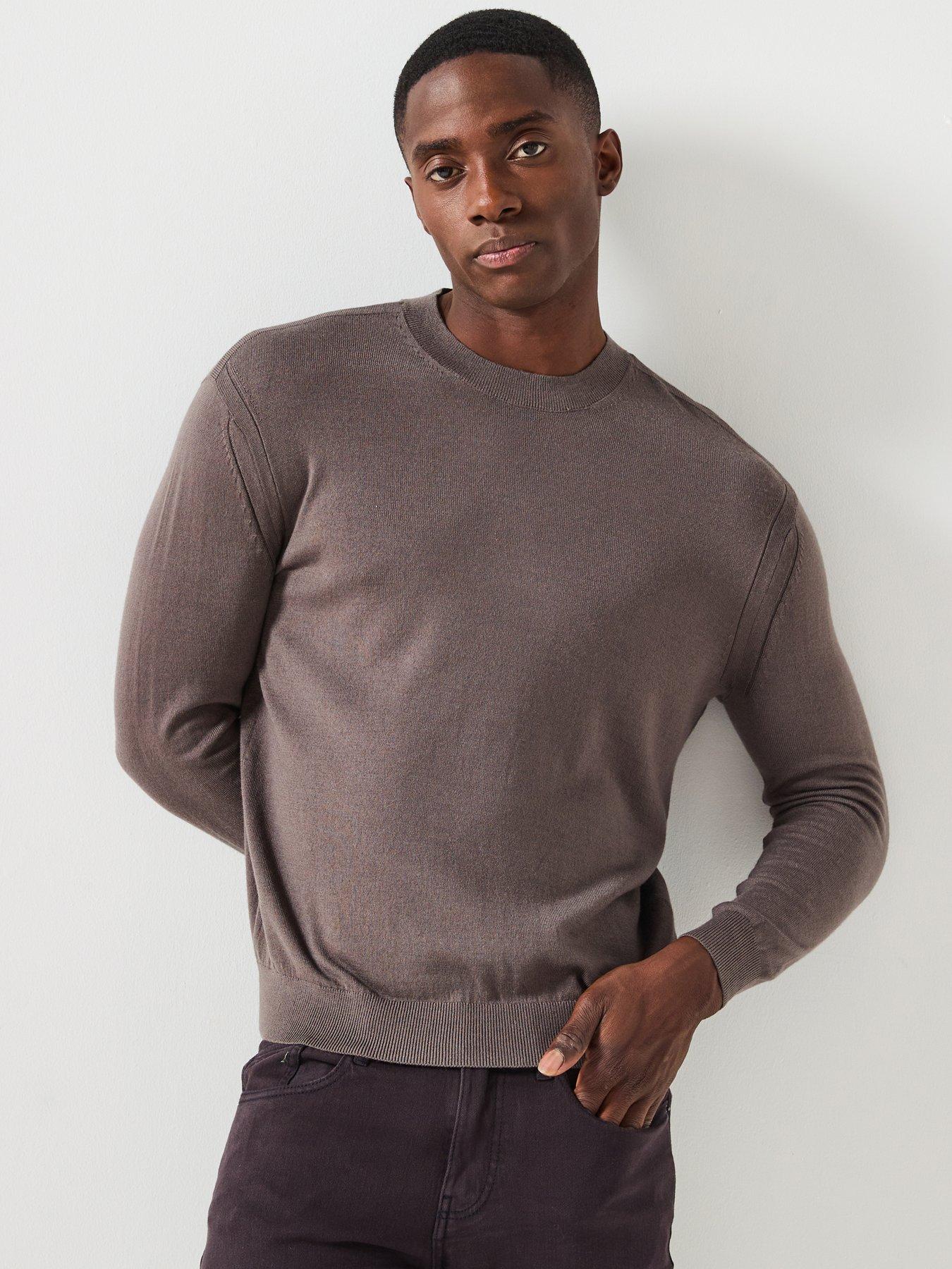 front image of armani-exchange-knitted-jumper-grey
