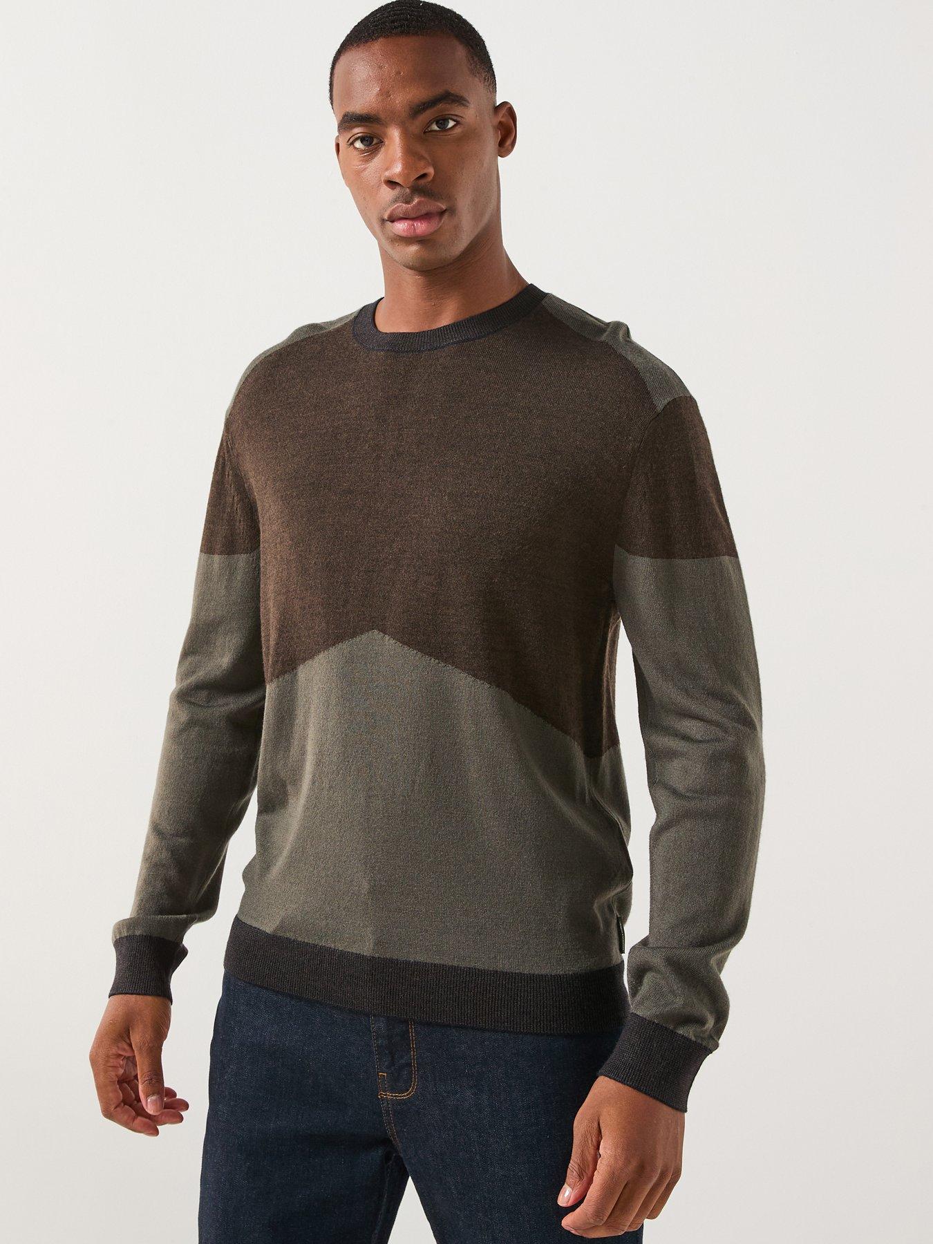 Armani Exchange Colour Block Knitted Jumper - Brown